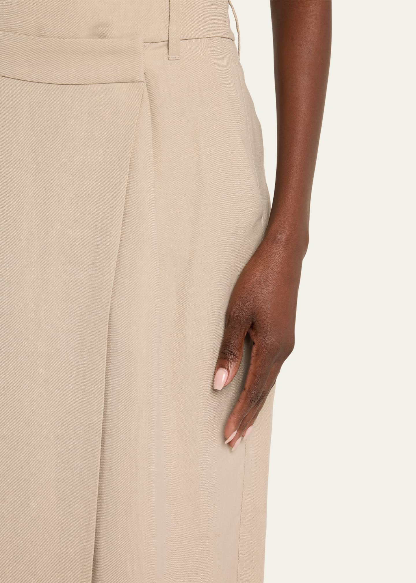 Brunello Cucinelli Long Wrapped Sartorial Linen Skirt Image 5 of 5
