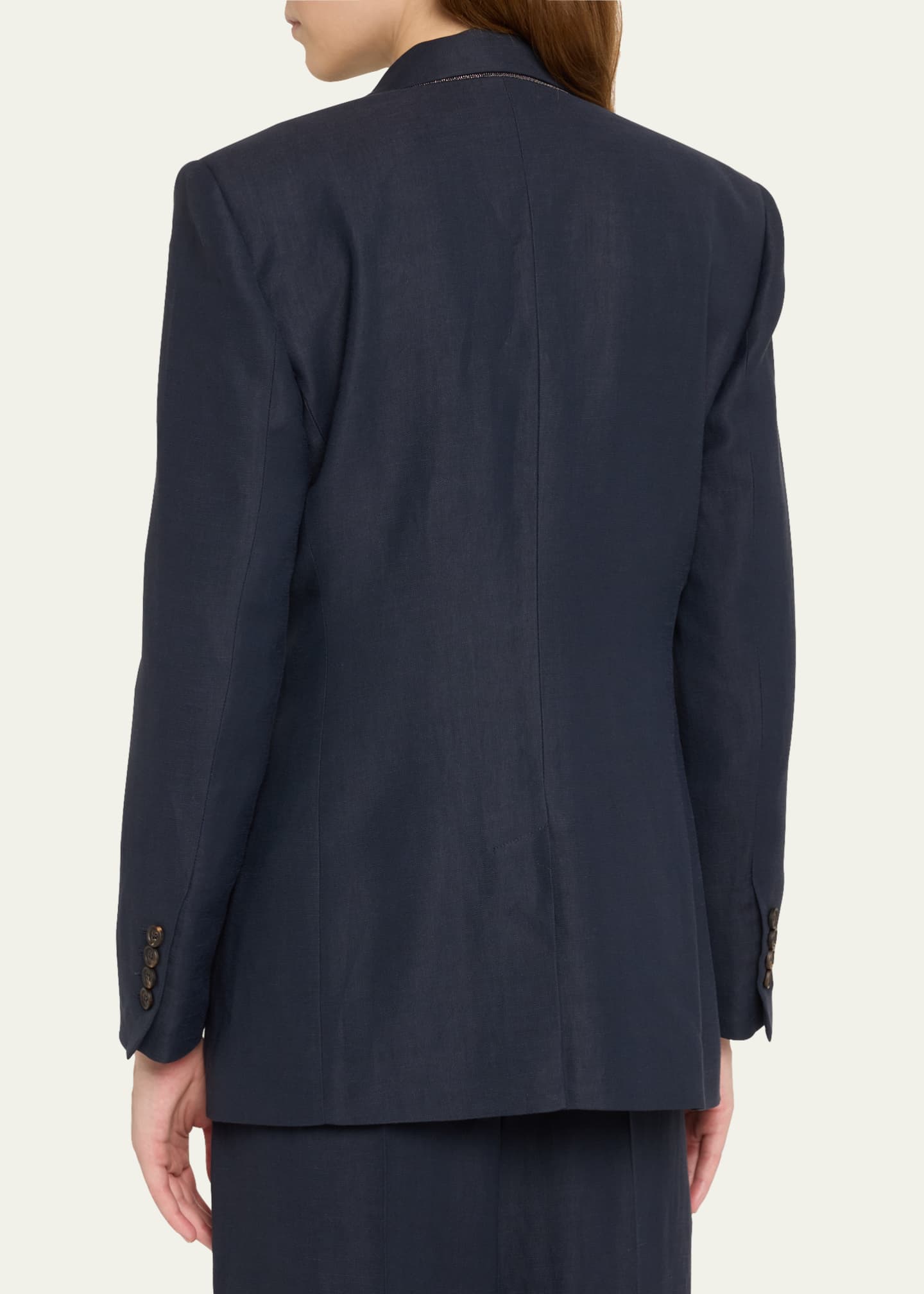 Brunello Cucinelli One-Button Linen Twill Blazer Image 3 of 5