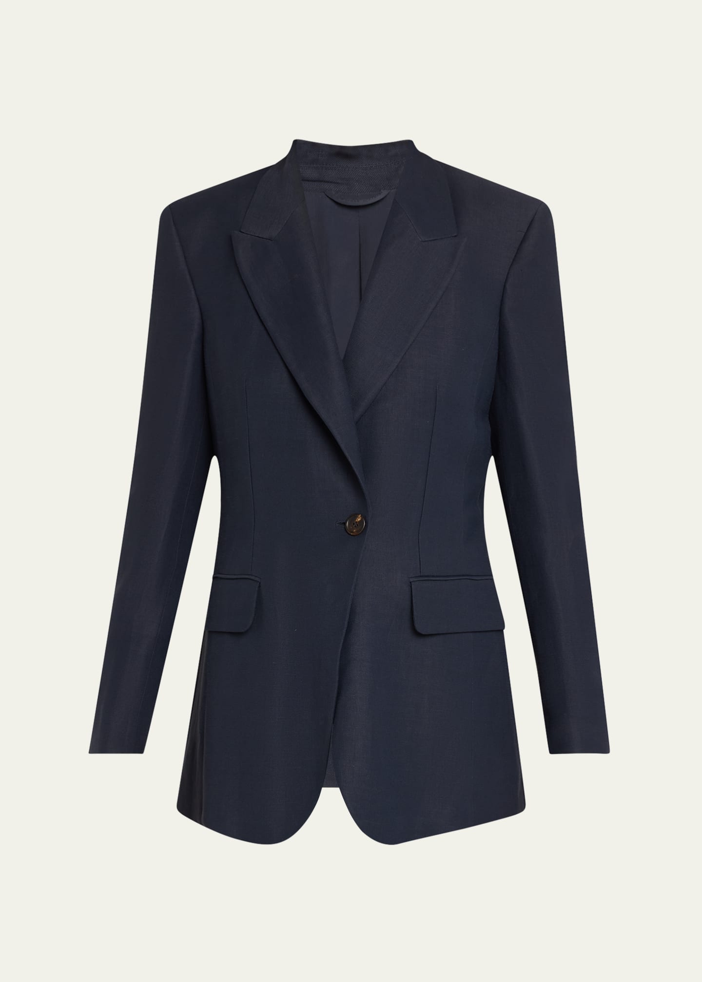 Brunello Cucinelli One-Button Linen Twill Blazer Image 1 of 5