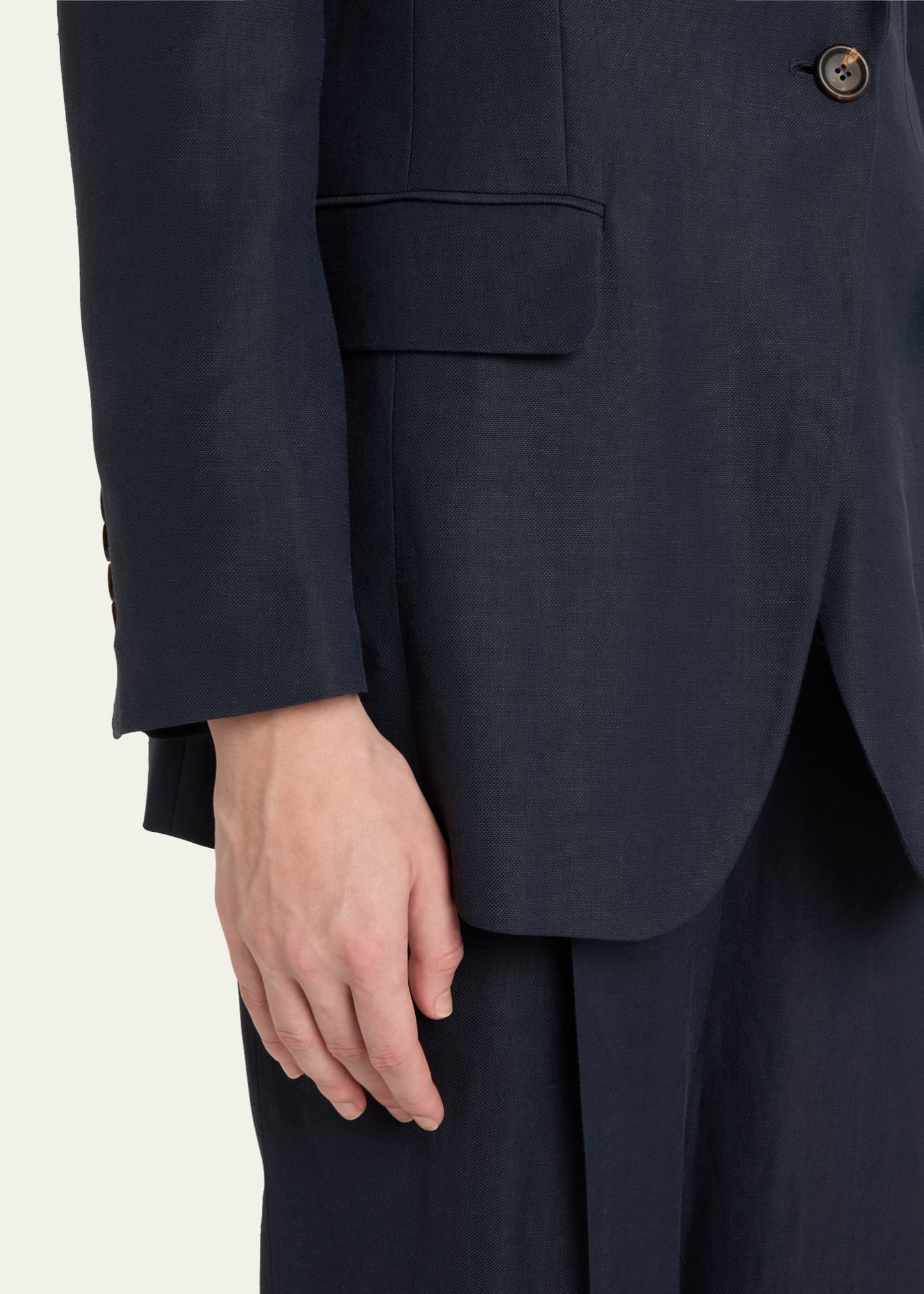 Brunello Cucinelli One-Button Linen Twill Blazer Image 5 of 5