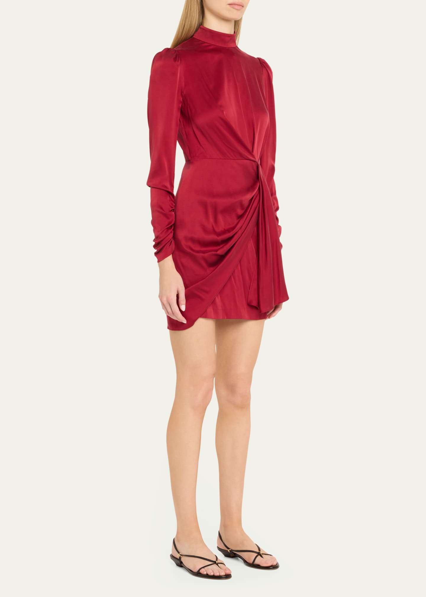 Draped Silk Mini Dress - Thumbnail 4