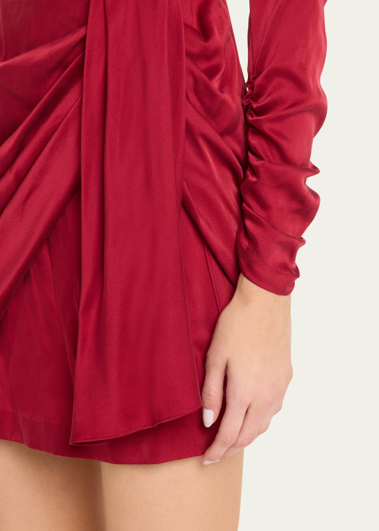 Draped Silk Mini Dress - Thumbnail 5