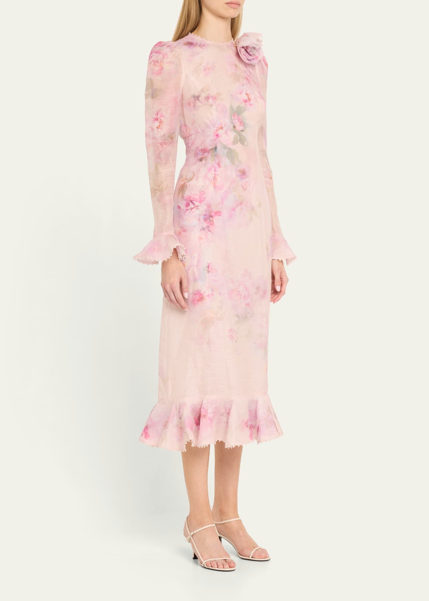 Zimmermann Crush Flower Midi Dress Image 4 of 5