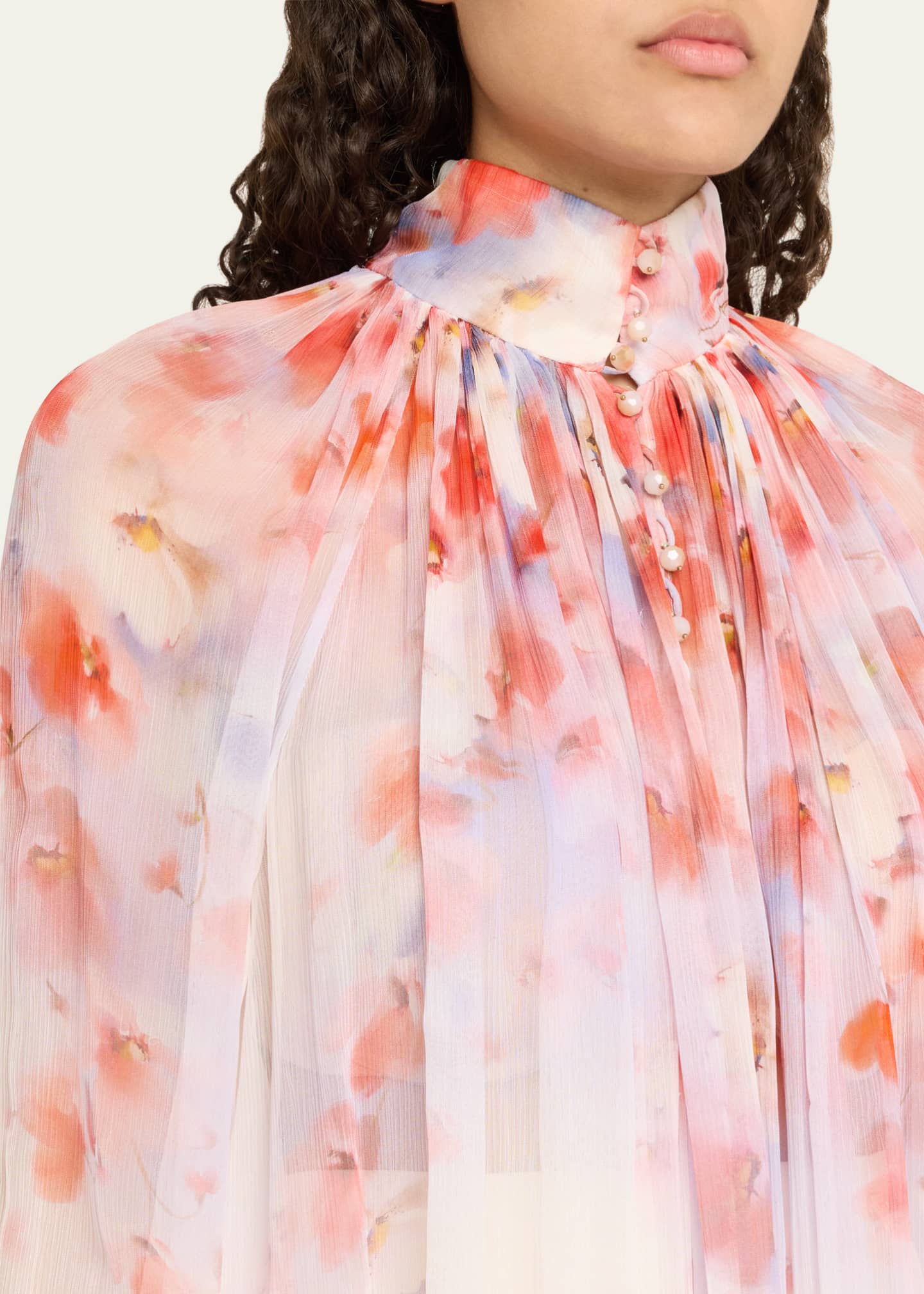 Zimmermann Crush Smocked Long-Sleeve Blouse Image 5 of 5