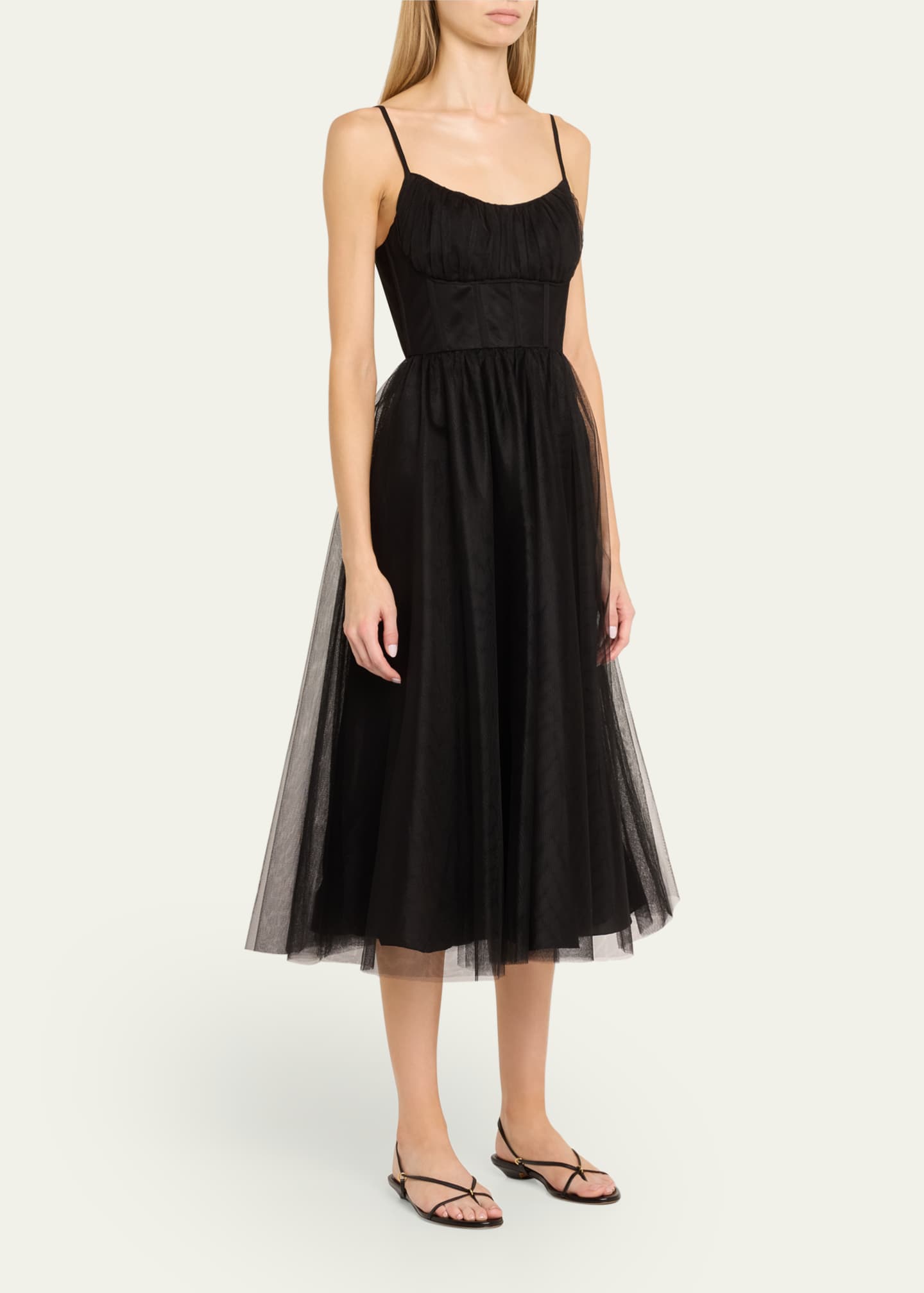 Zimmermann Tulle Corset Midi Dress Image 4 of 5