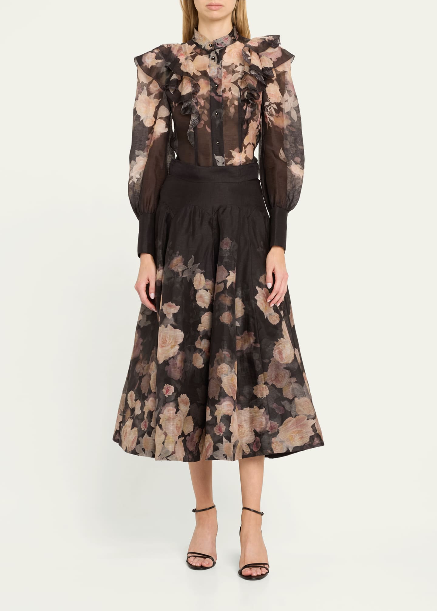 Zimmermann Crush Frill-Sleeve Blouse Image 2 of 5