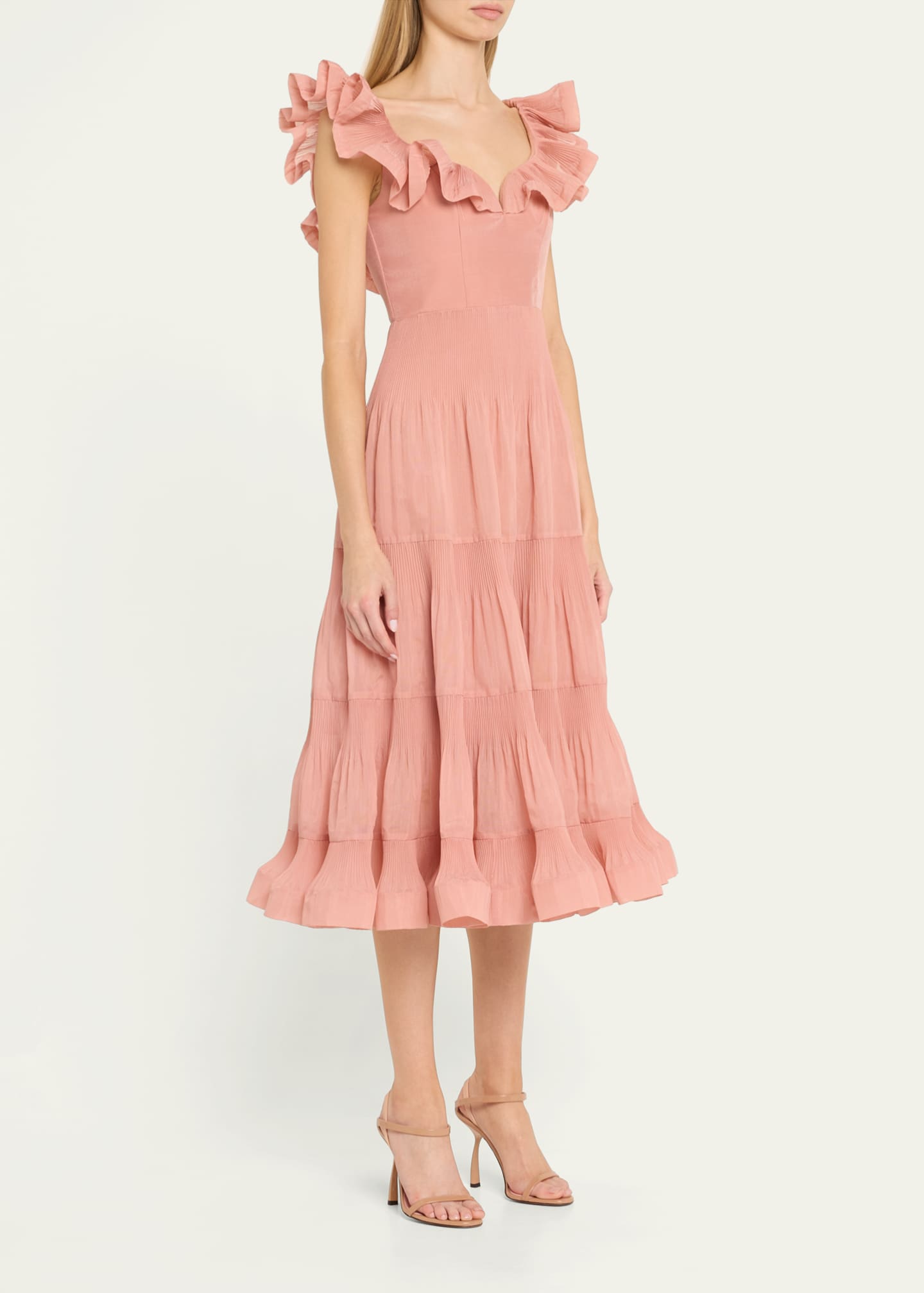 Zimmermann Pleated Fill Midi Dress Image 4 of 5