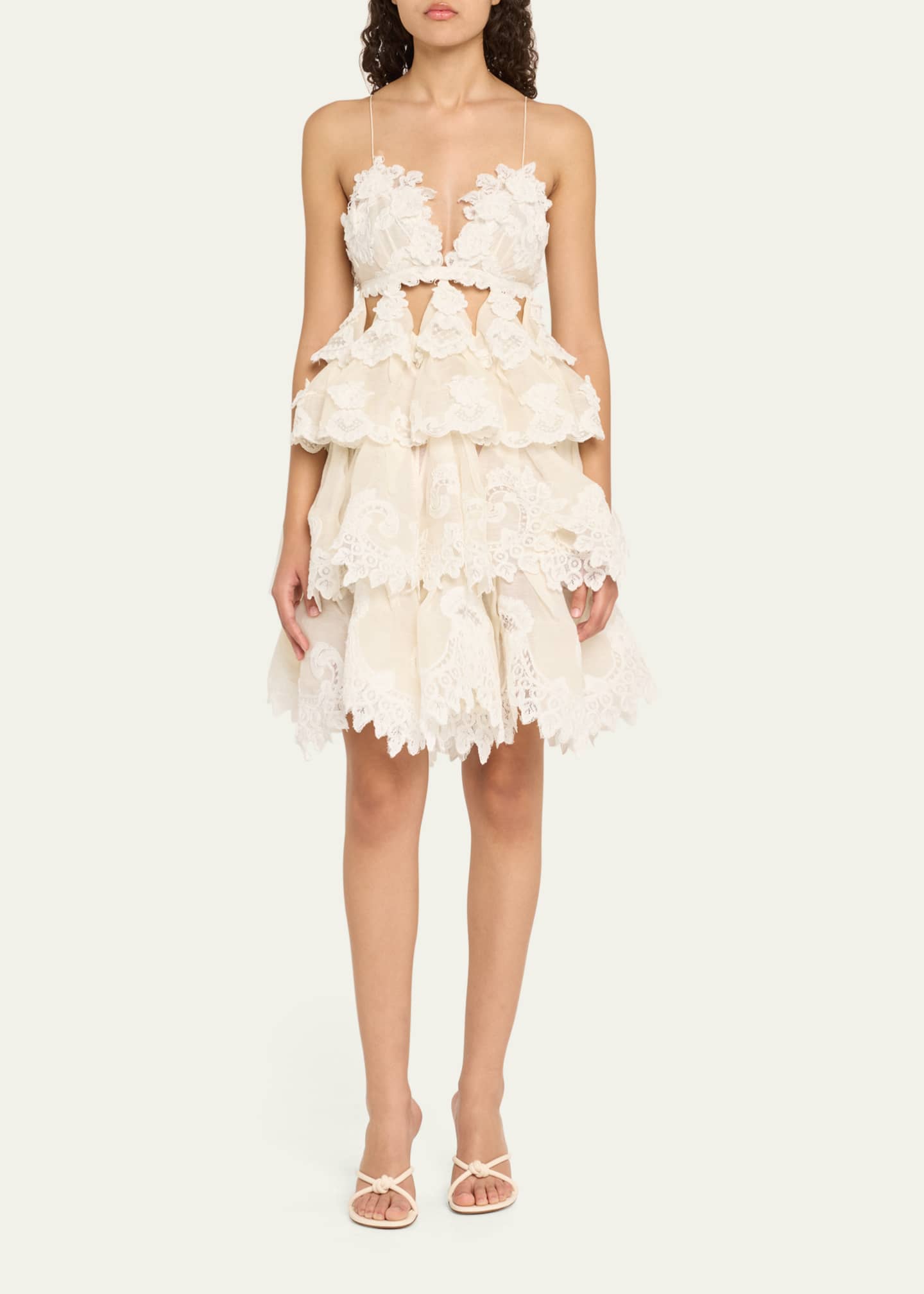 Zimmermann Crush Tiered Lace Mini Dress Image 2 of 5