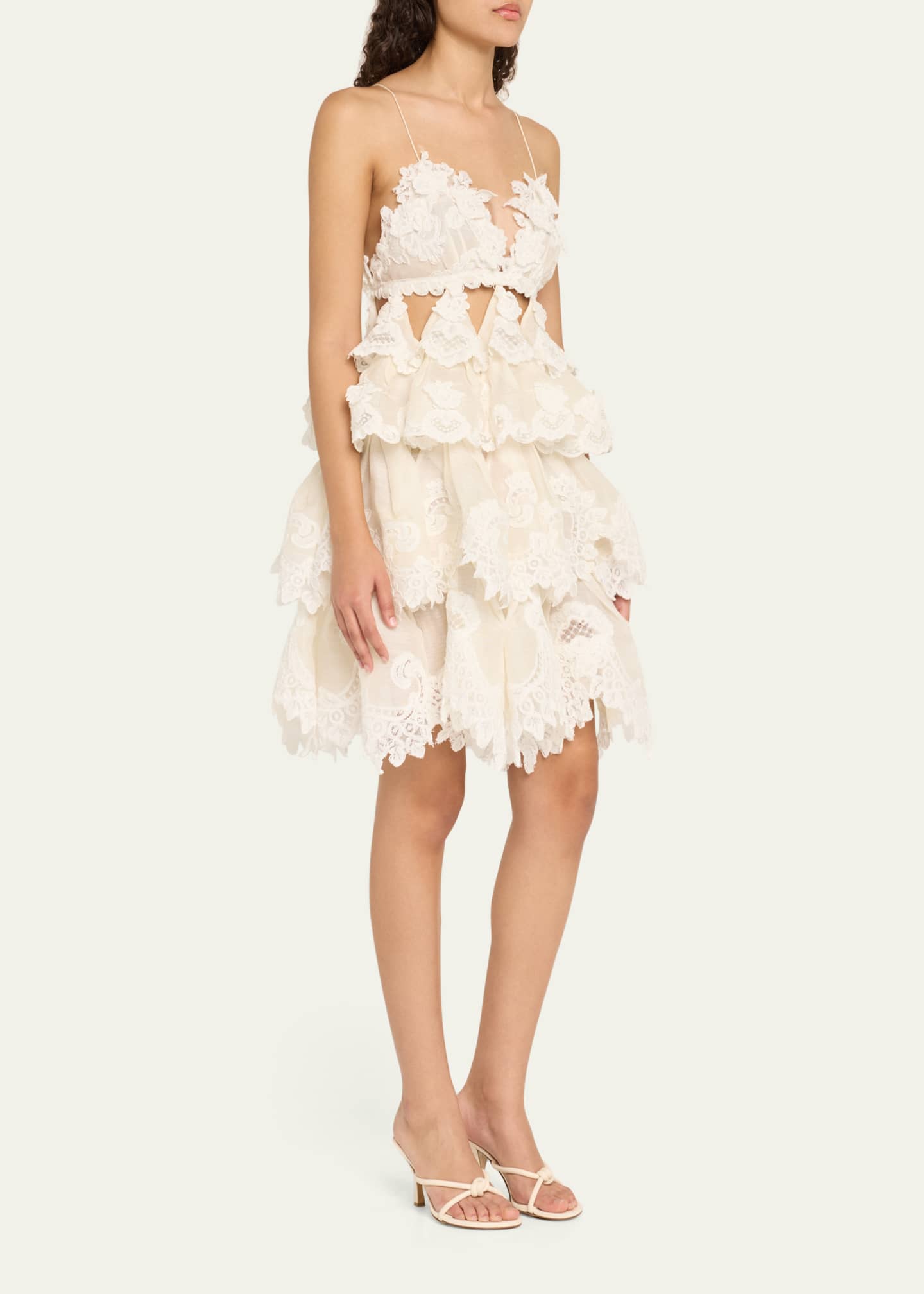 Zimmermann Crush Tiered Lace Mini Dress Image 4 of 5
