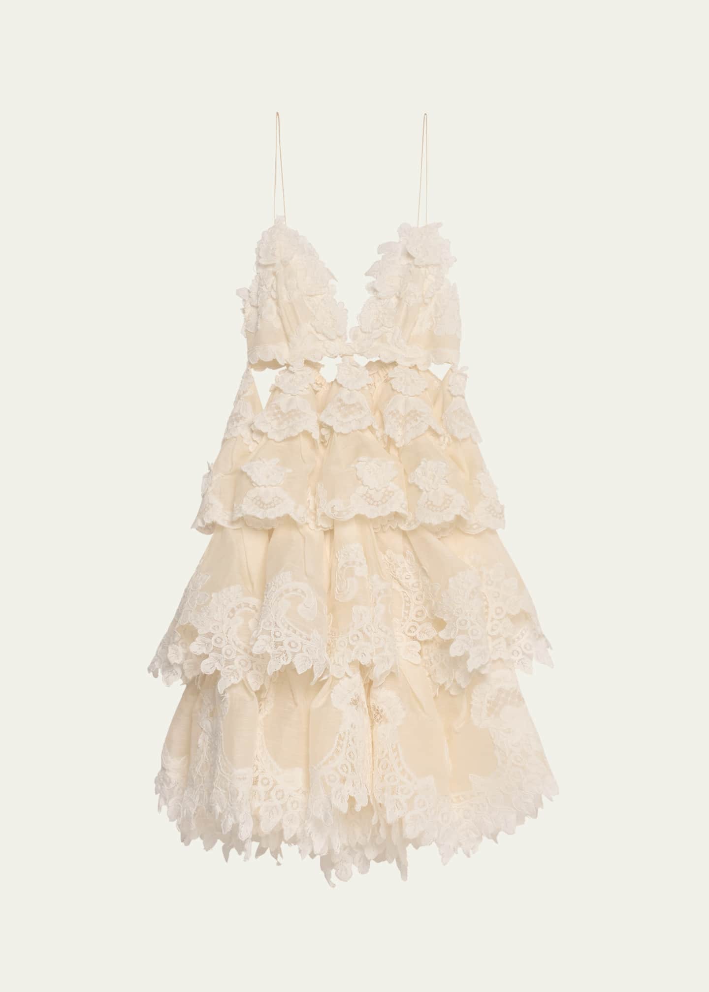 Zimmermann Crush Tiered Lace Mini Dress Image 1 of 5