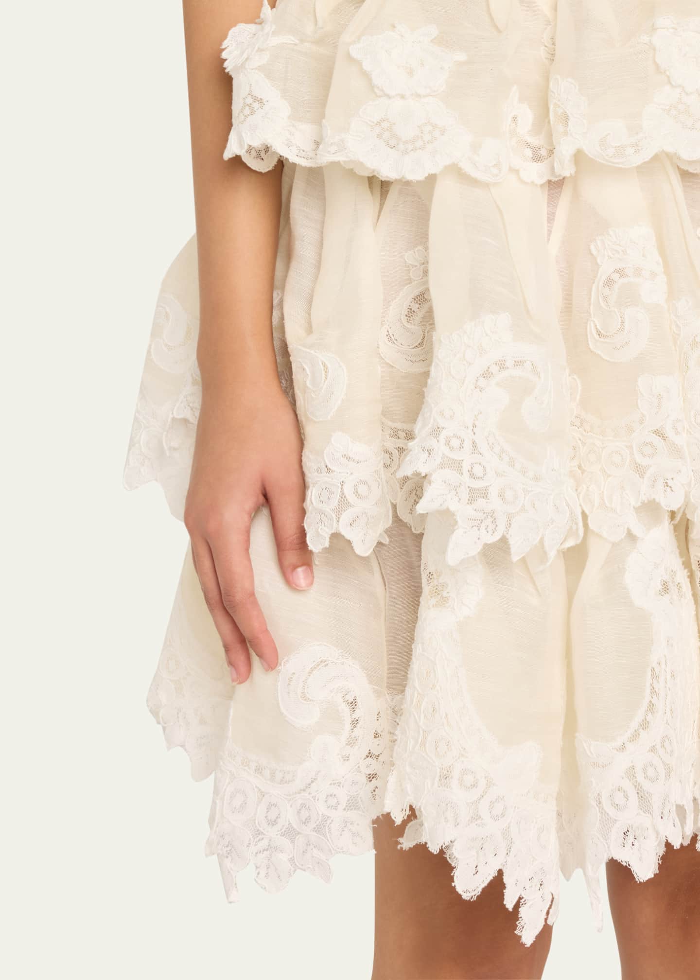 Zimmermann Crush Tiered Lace Mini Dress Image 5 of 5