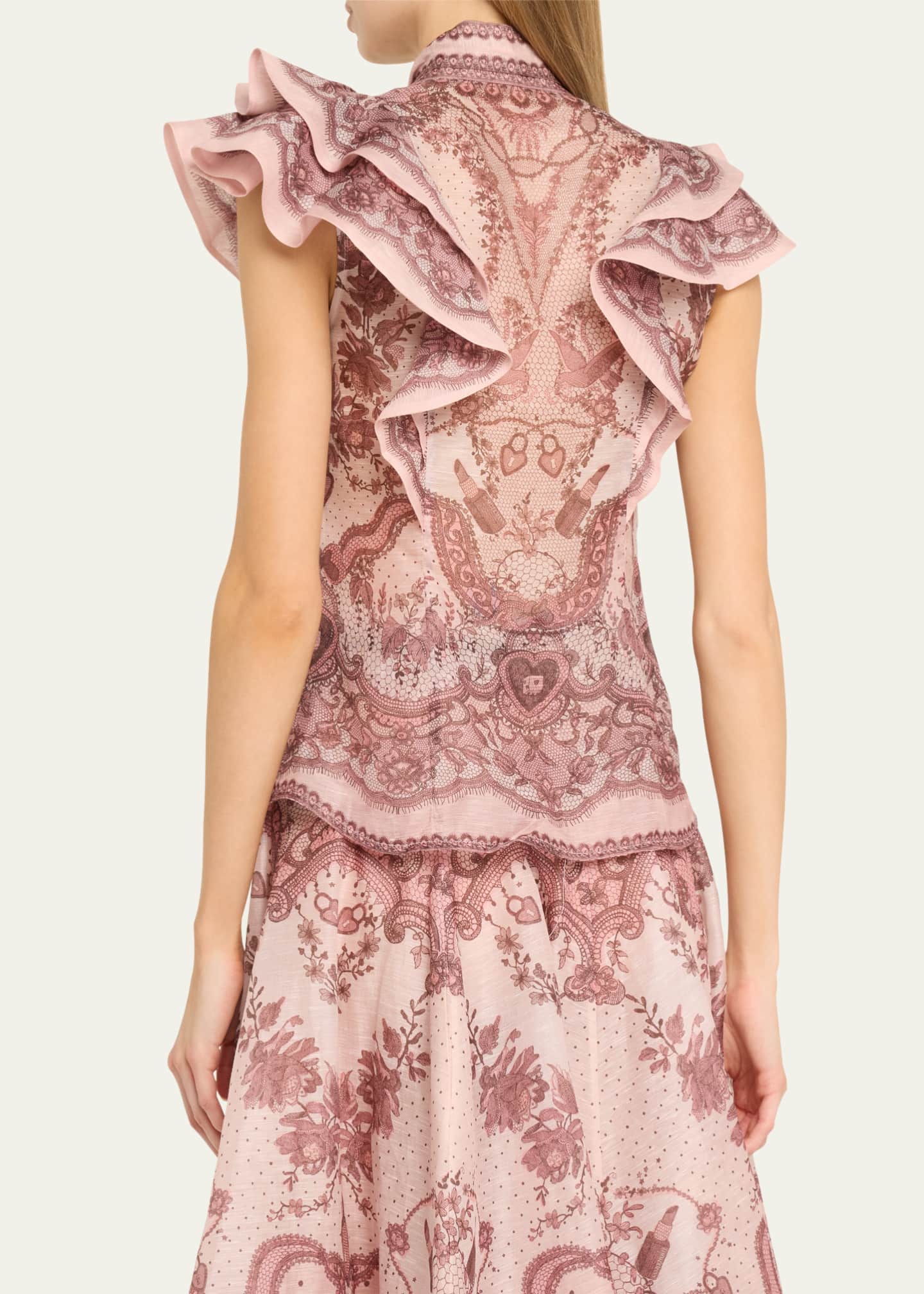 Zimmermann Crush Frilled Fitted Blouse Image 3 of 5