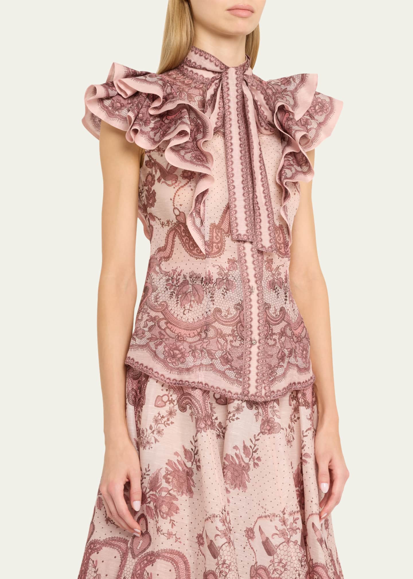 Zimmermann Crush Frilled Fitted Blouse Image 4 of 5