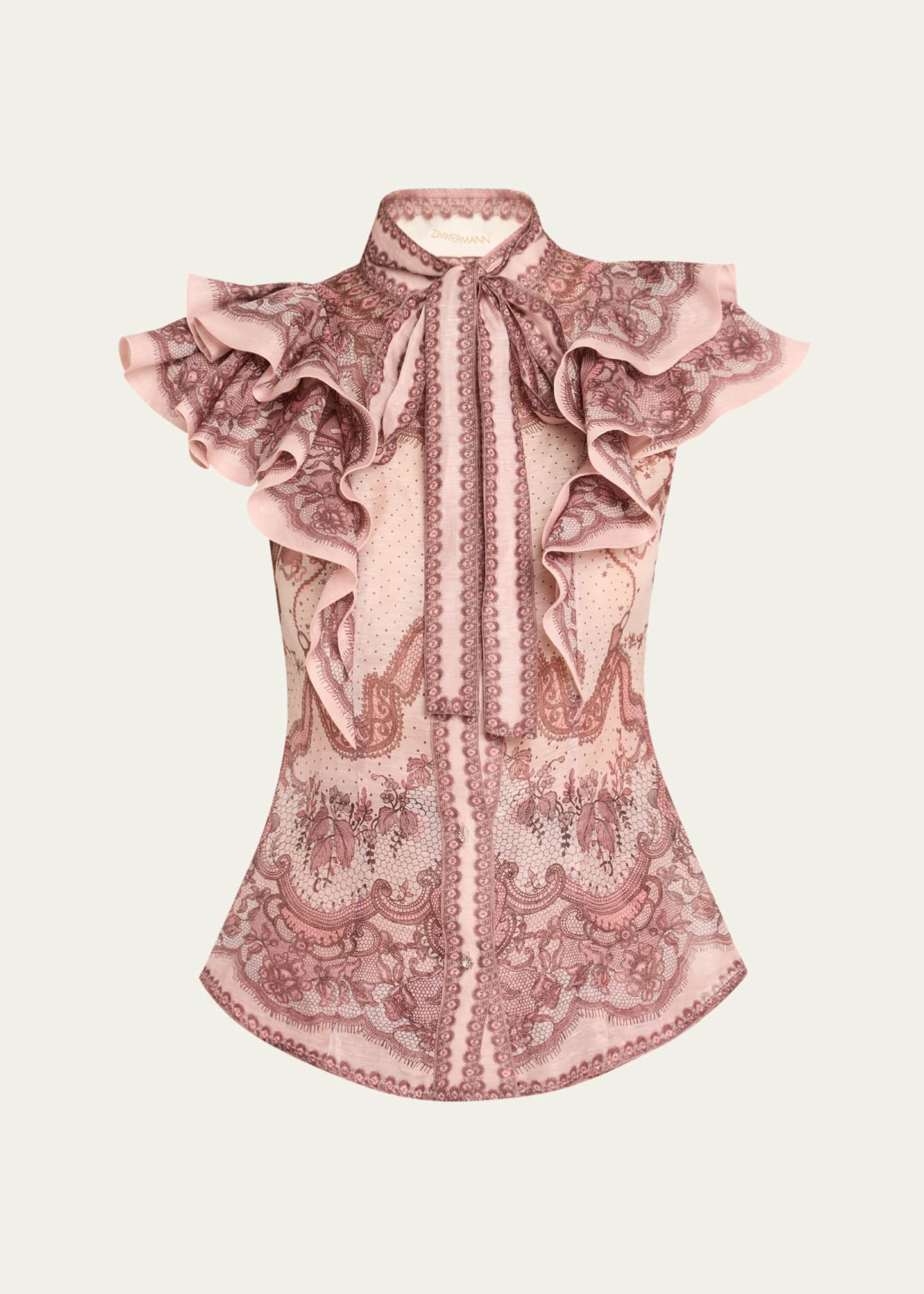 Zimmermann Crush Frilled Fitted Blouse Image 1 of 5