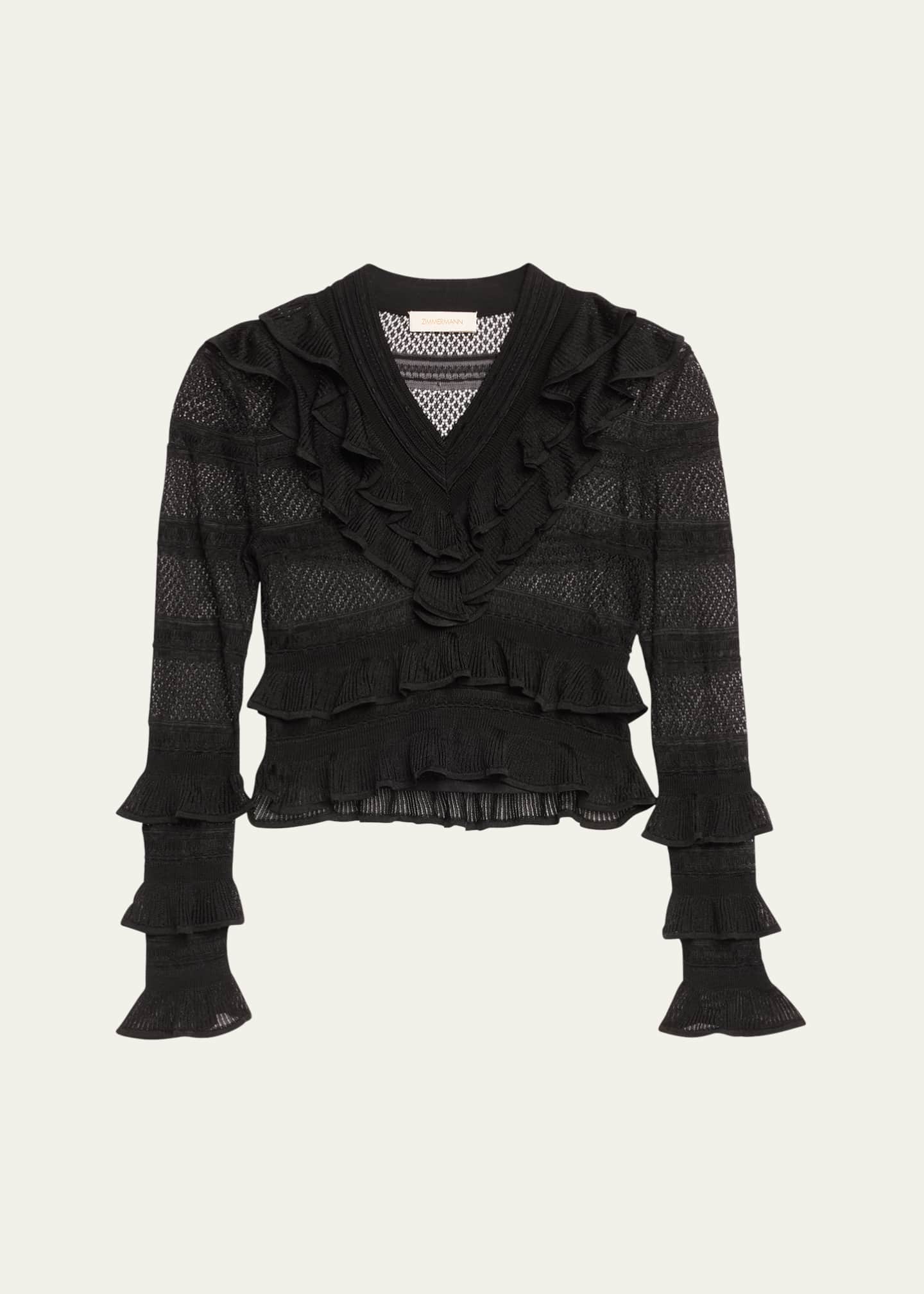 Zimmermann Crush Frilled V-Neck Top Image 1 of 5