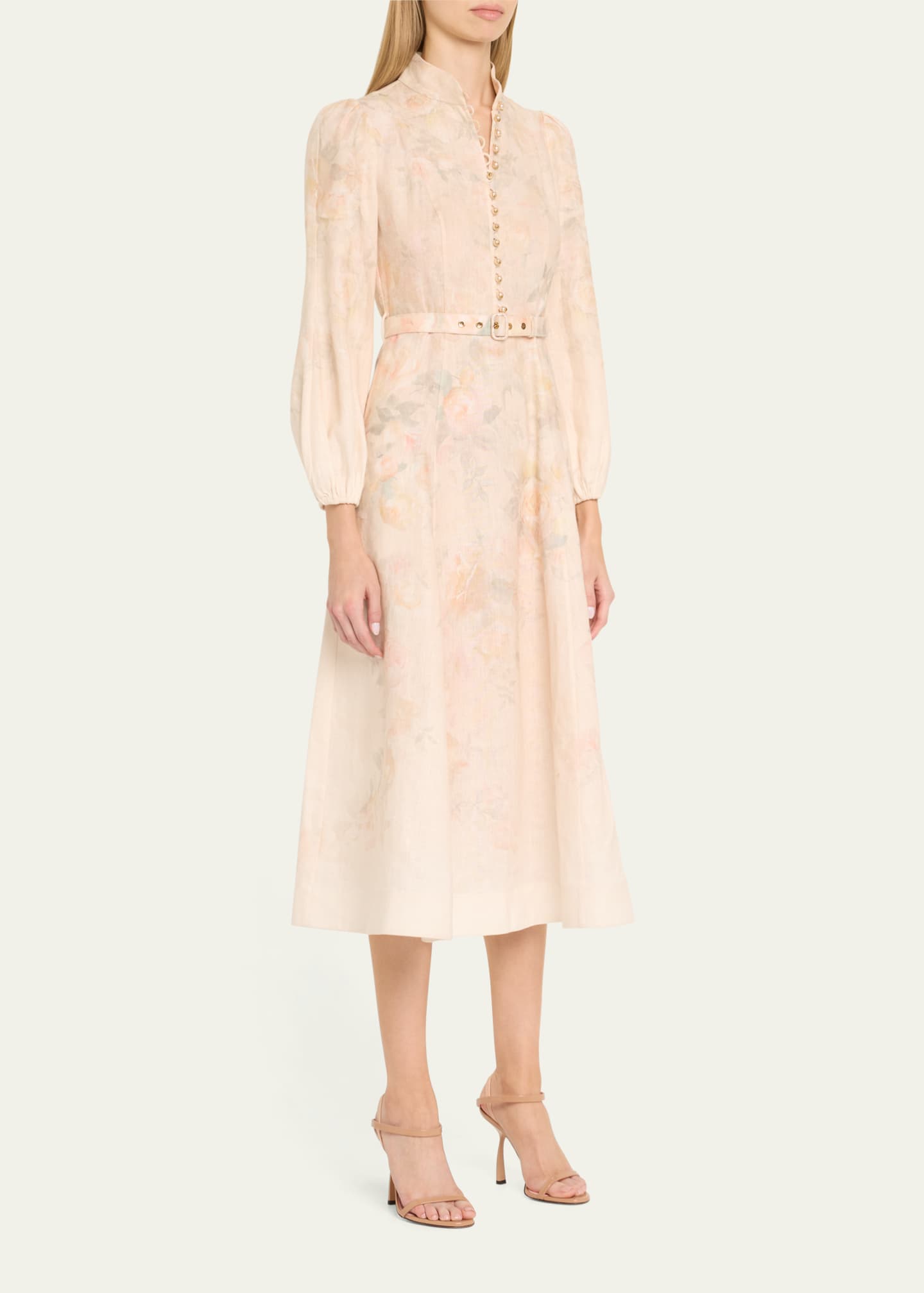 Zimmermann Crush Buttoned Midi Dress Image 4 of 5