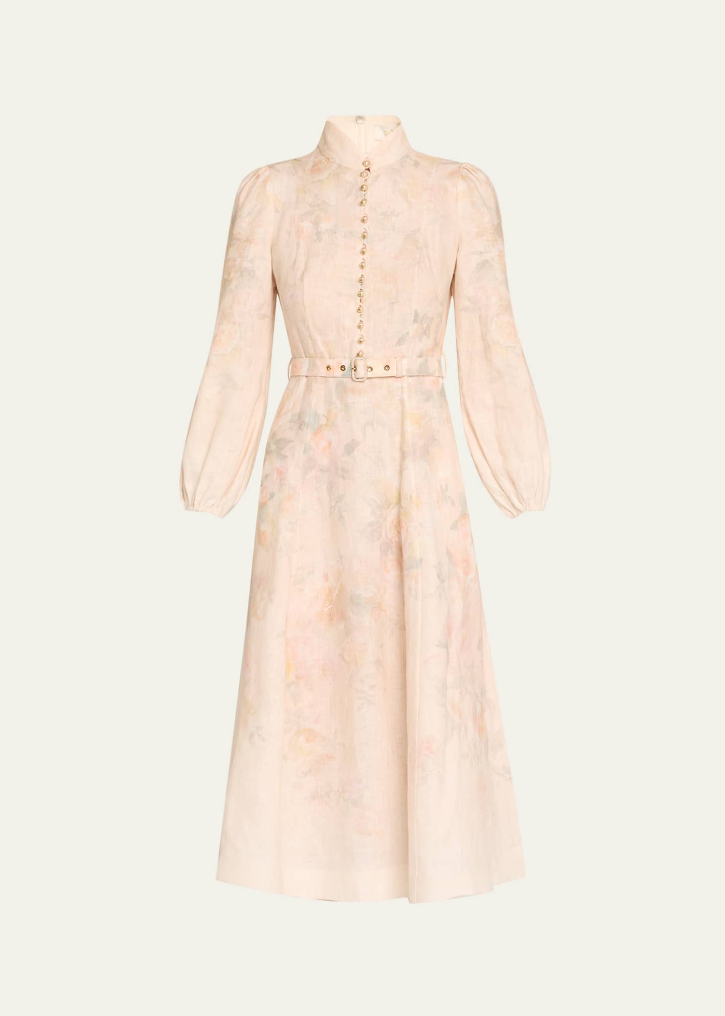 Zimmermann Crush Buttoned Midi Dress Image 1 of 5