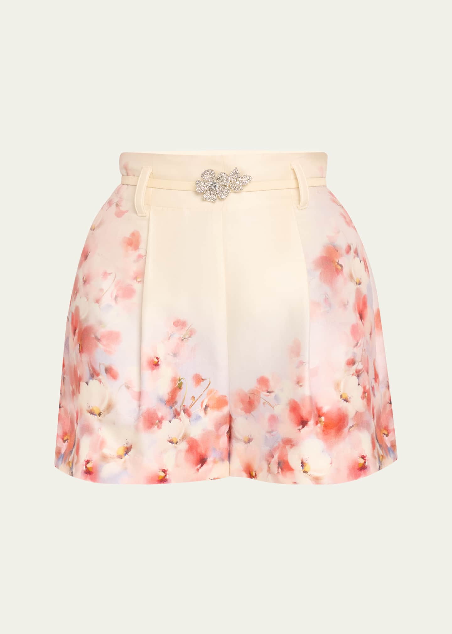 Zimmermann Crush Floral Belted Shorts Image 1 of 5