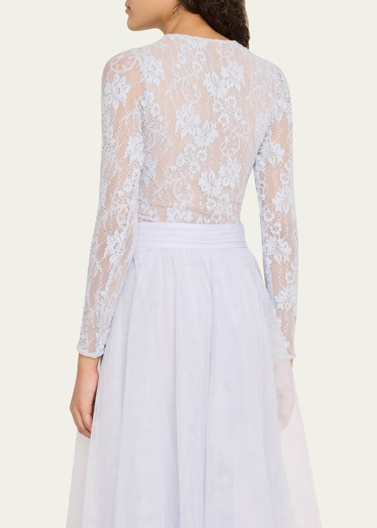 Zimmermann Long-Sleeve Lace Bodysuit Image 3 of 5