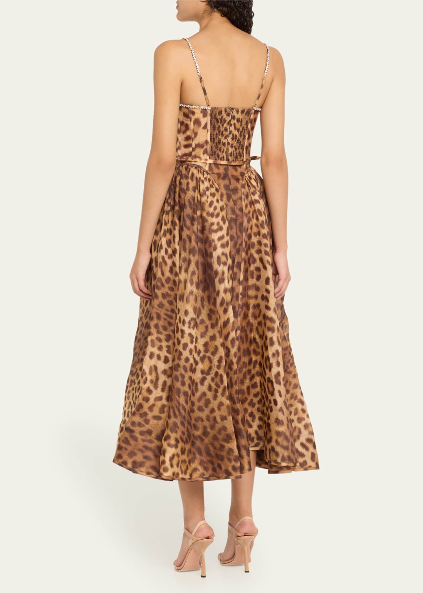 Zimmermann Crush Panelled Midi Dress Leopard