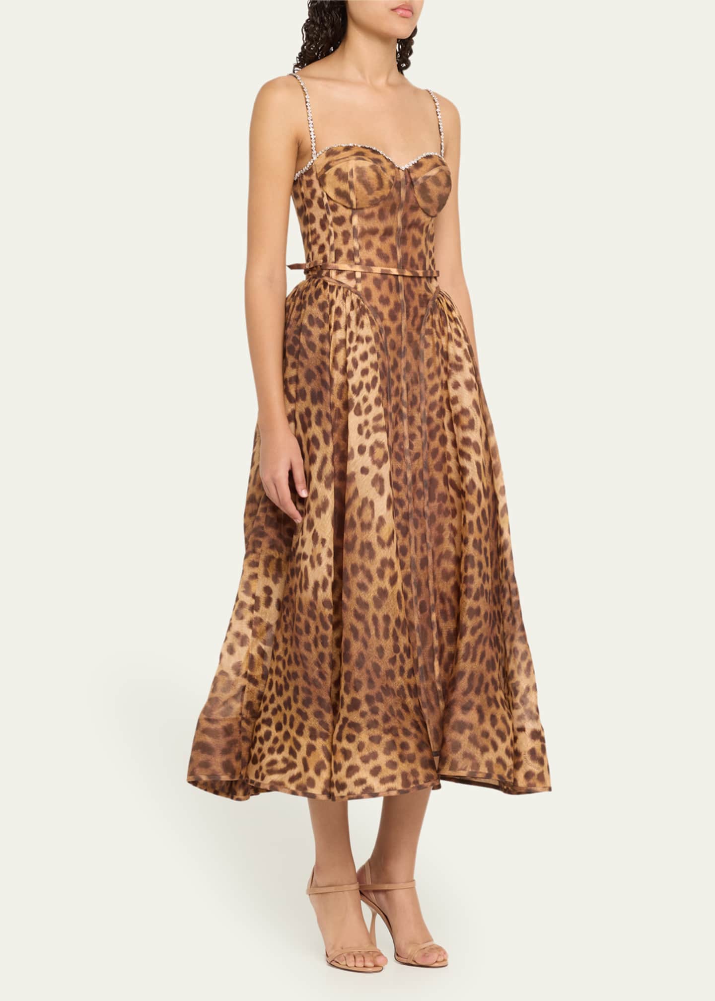 Zimmermann Crush Leopard Panelled Midi Dress Image 4 of 5