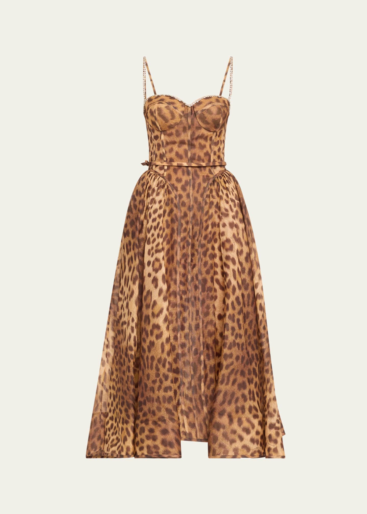 Zimmermann Crush Panelled Midi Dress Leopard