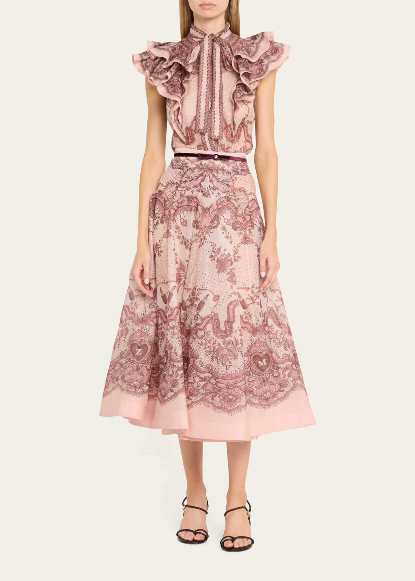 Zimmermann Crush Flared Midi Skirt Image 2 of 5