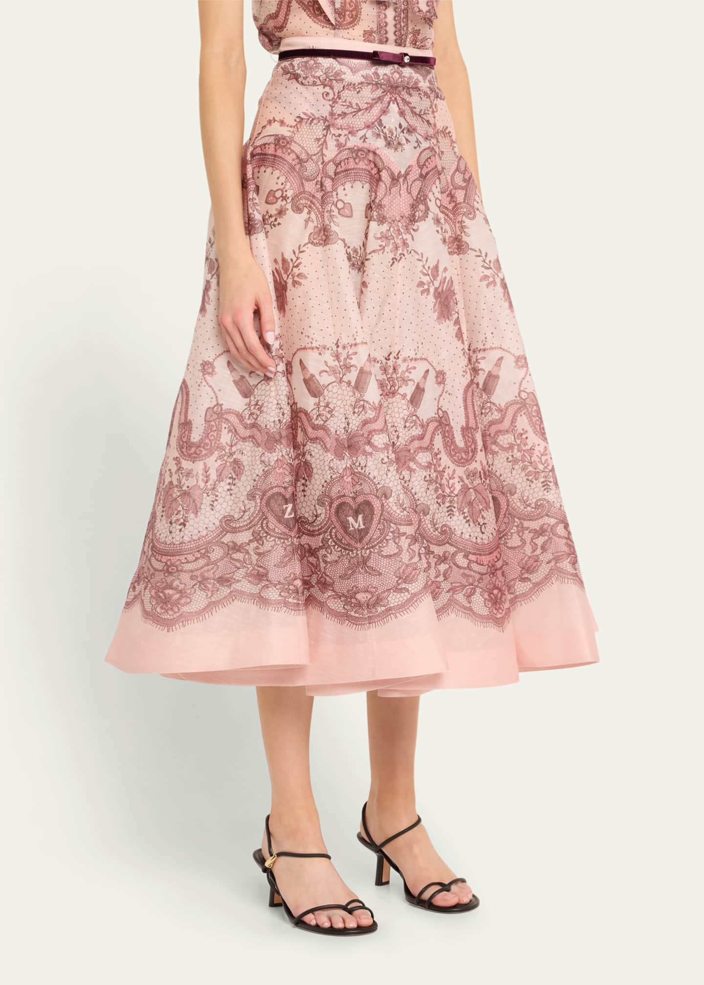 Zimmermann Crush Flared Midi Skirt Image 4 of 5