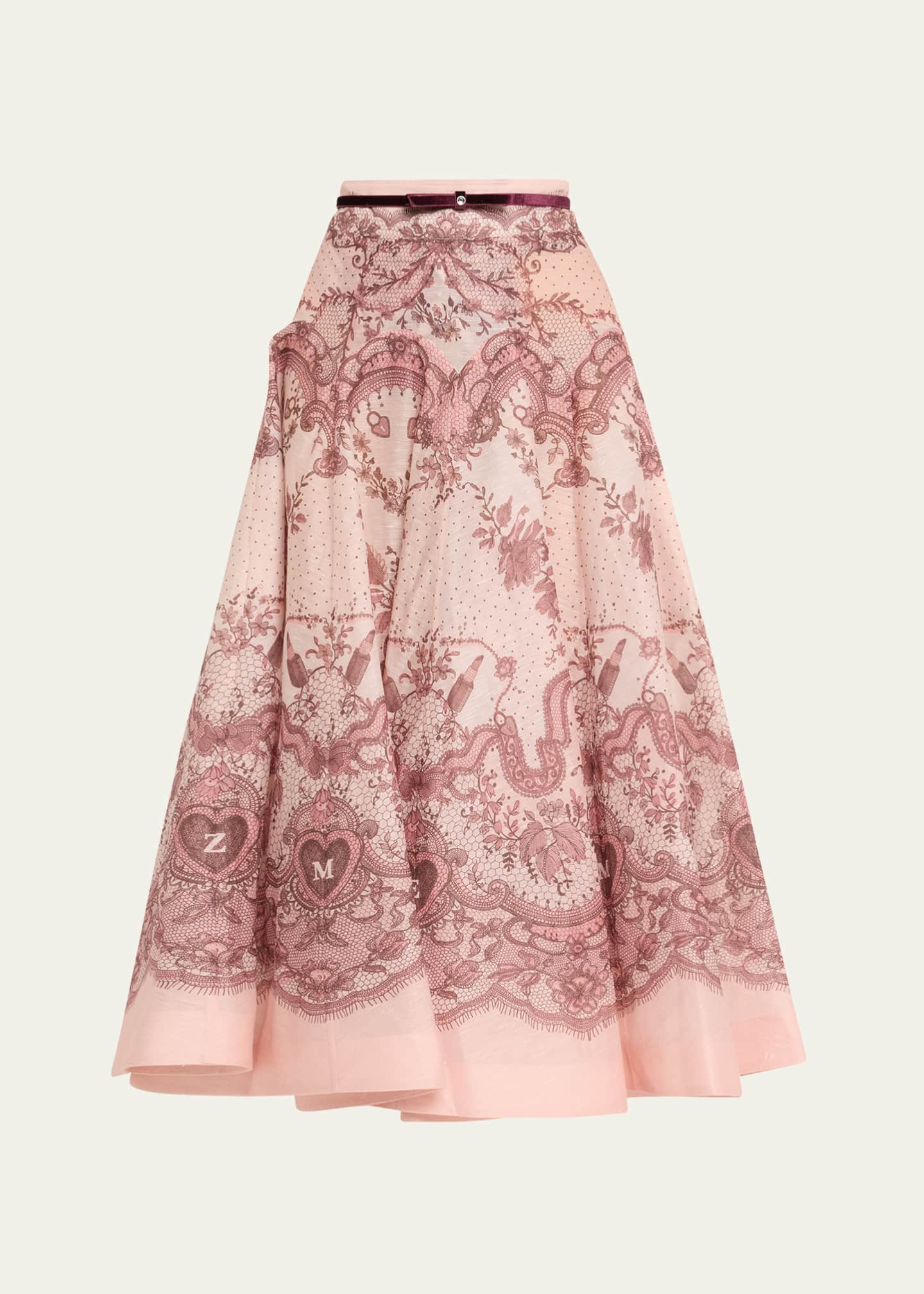 Zimmermann Crush Flared Midi Skirt Image 1 of 5