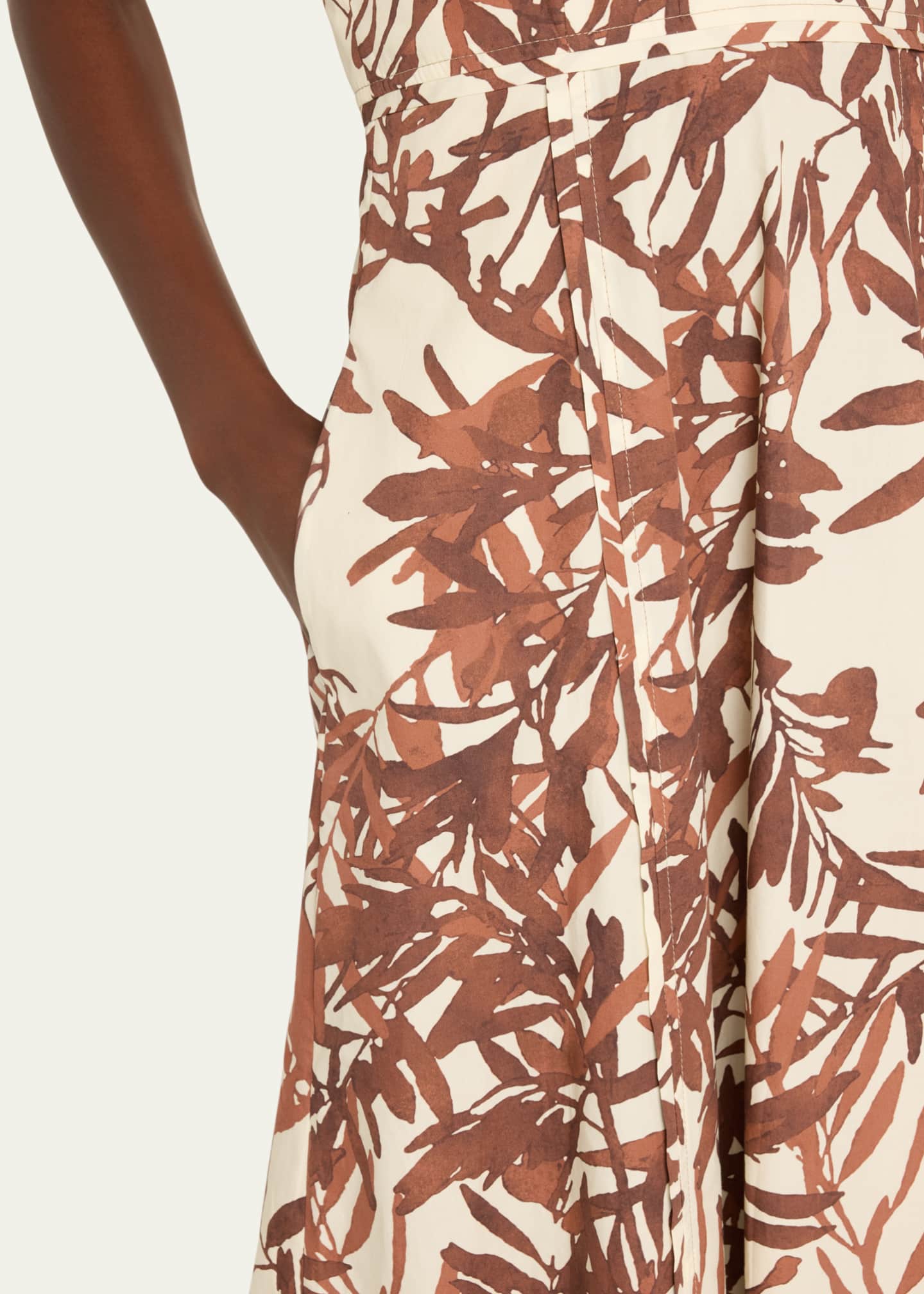 Brunello Cucinelli Herbarium Print Cotton Poplin Halterneck Volume Dress Image 5 of 5