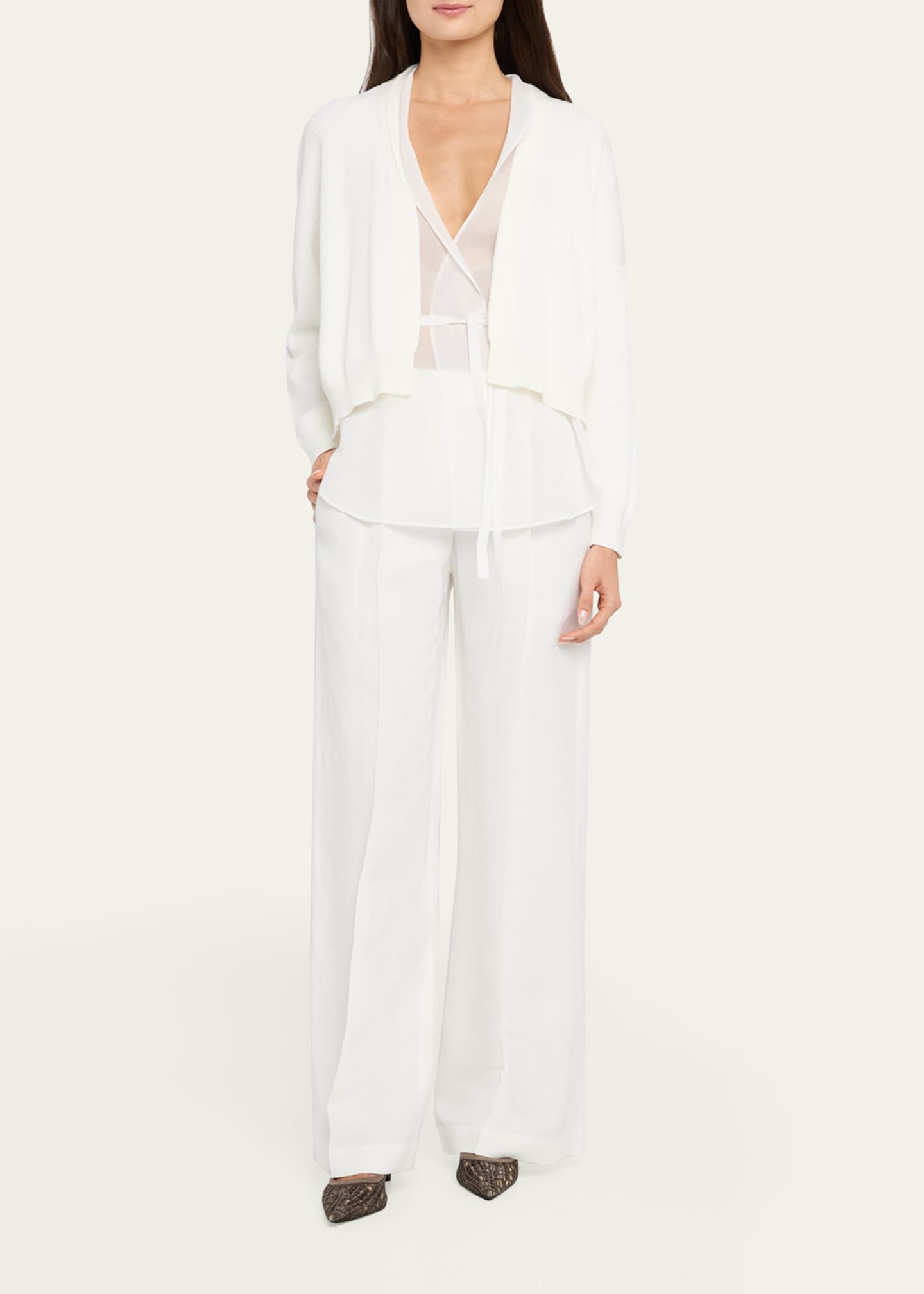 Brunello Cucinelli Layered Golf Cotton Organza Cardigan Image 2 of 5