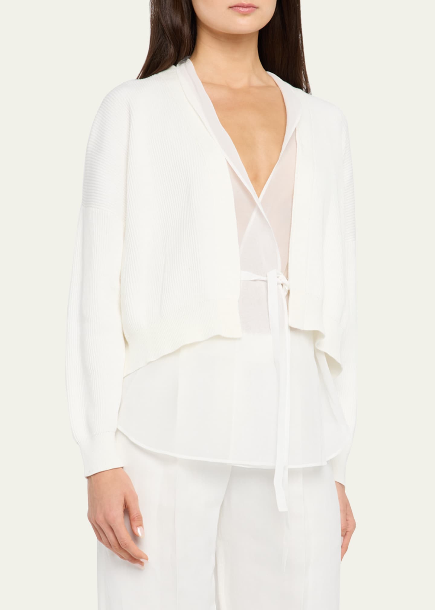 Brunello Cucinelli Layered Golf Cotton Organza Cardigan Image 4 of 5
