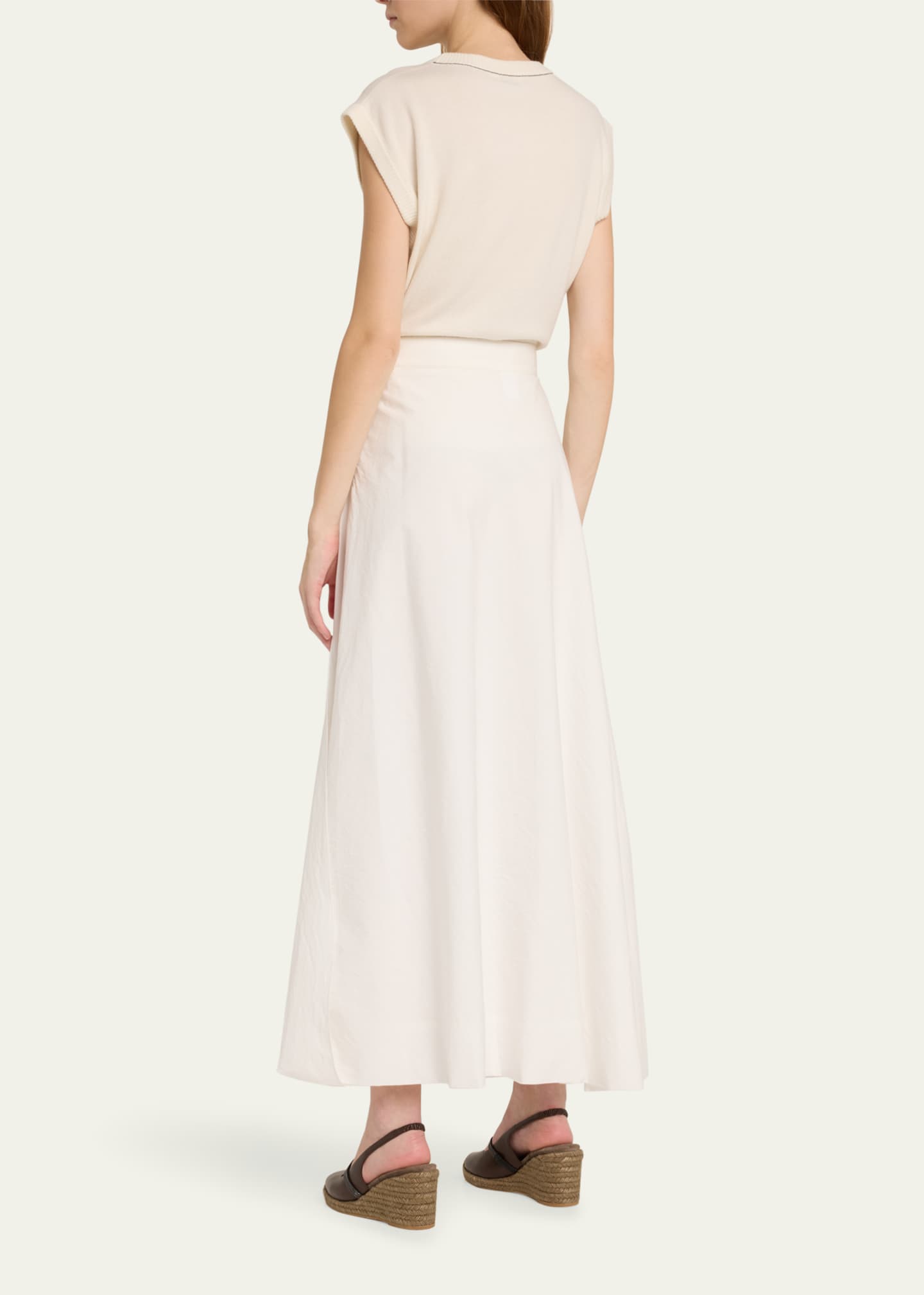 Brunello Cucinelli Long Bubble Hem Cotton Poplin Skirt Image 3 of 5