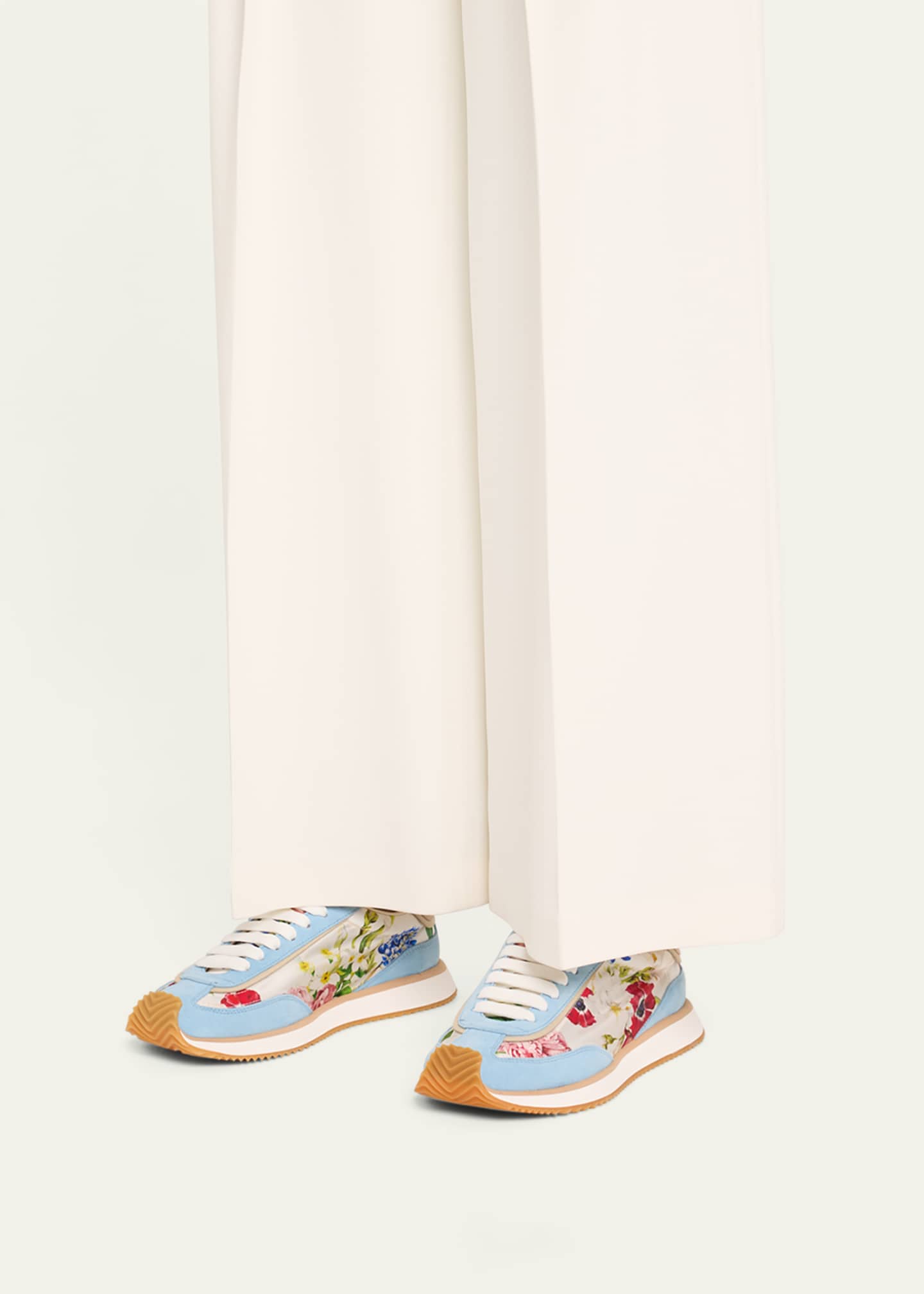 Dolce&Gabbana Aria Floral Nylon and Leather Low-Top Sneakers Image 2 of 6