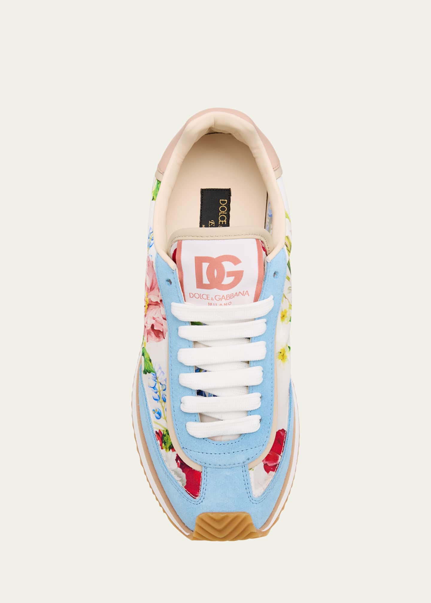 Dolce&Gabbana Aria Floral Nylon and Leather Low-Top Sneakers Image 6 of 6