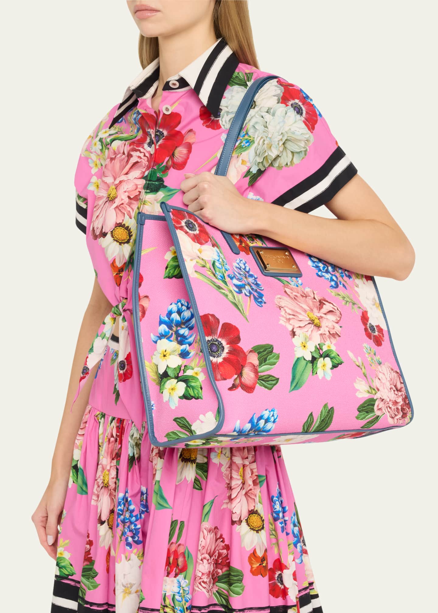 Dolce&Gabbana Floral Canvas Tote Bag Image 2 of 6