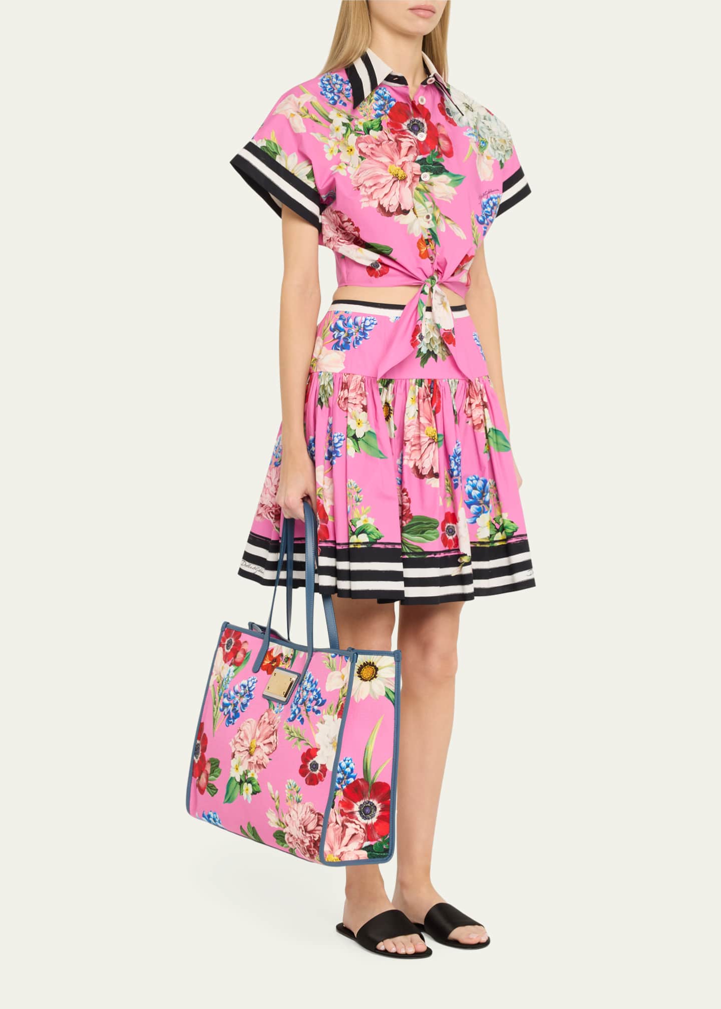Dolce&Gabbana Floral Canvas Tote Bag Image 5 of 6