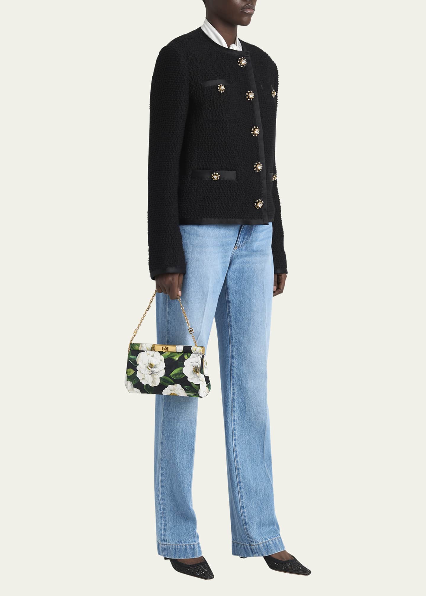 クラッチバッグ DOLCE & GABBANA MARLENE SMALL CHAIN CLUTCH IN SATIN Dolce&Gabbana Marlene Small Embellished Clutch Bag | Neiman