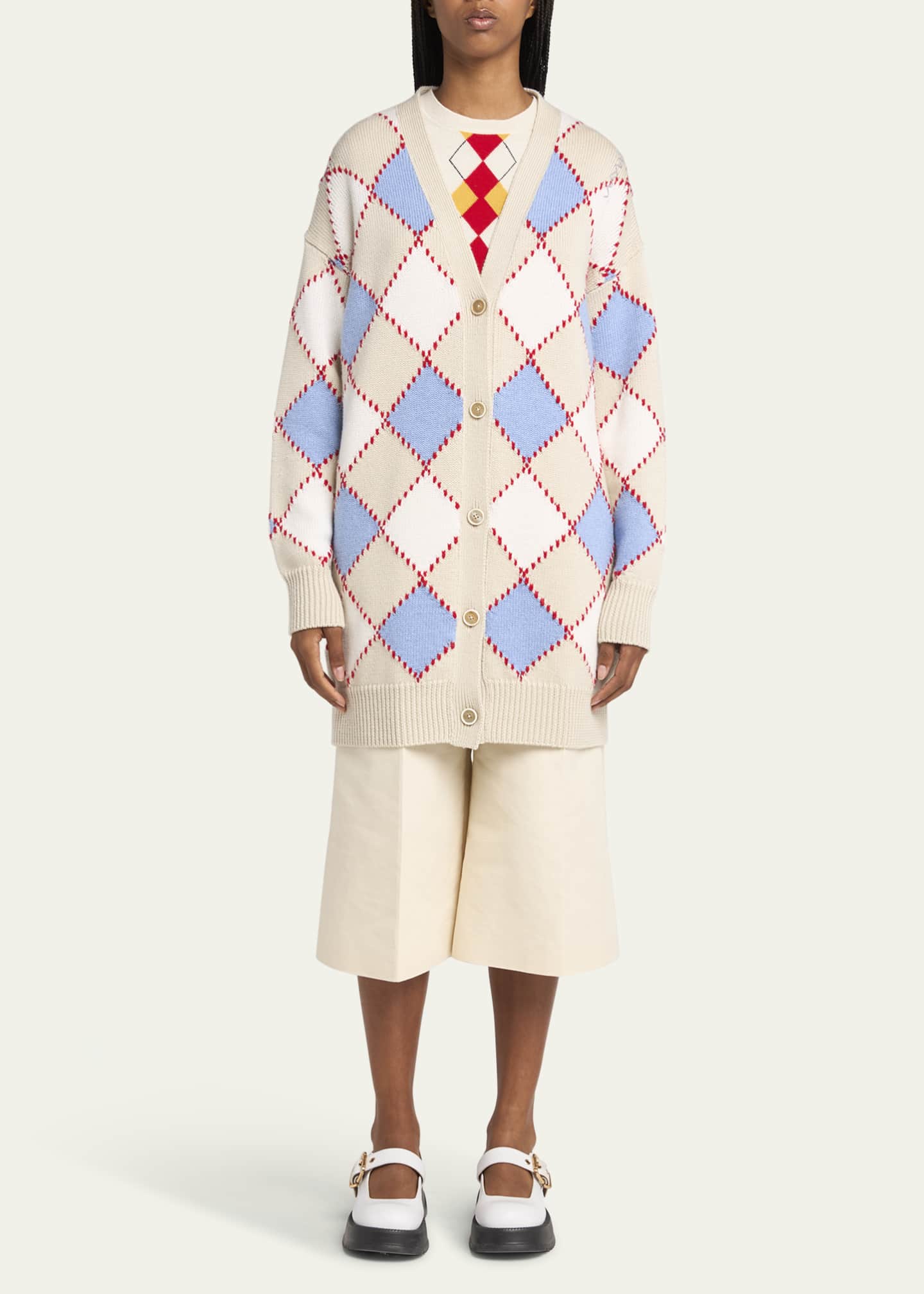 Marni Argyle Oversized Wool Cardigan Image 2 of 5