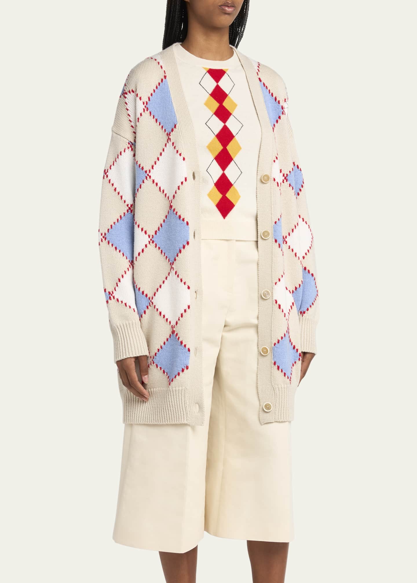 Marni Argyle Oversized Wool Cardigan Image 4 of 5