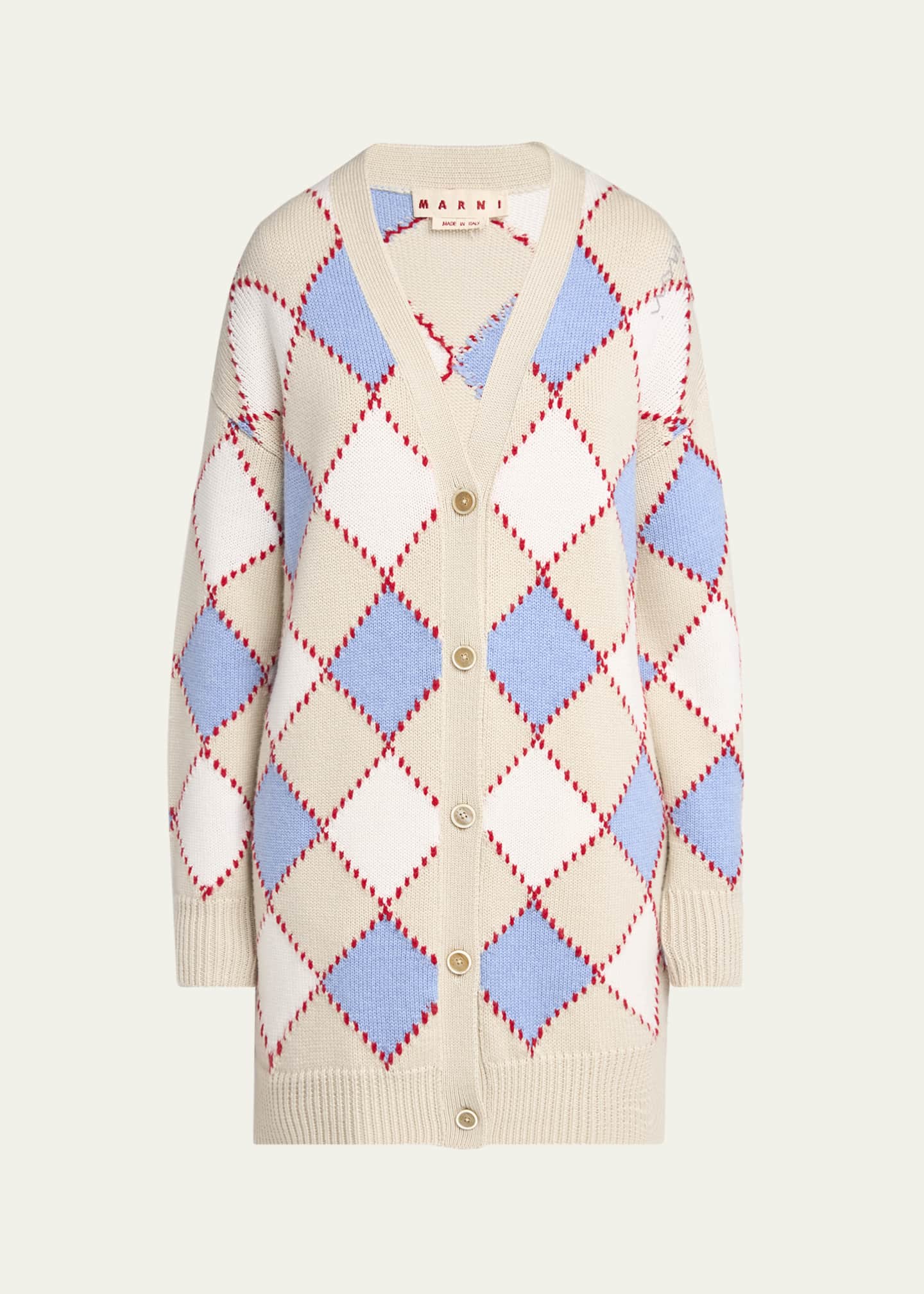 Marni Argyle Oversized Wool Cardigan Image 1 of 5