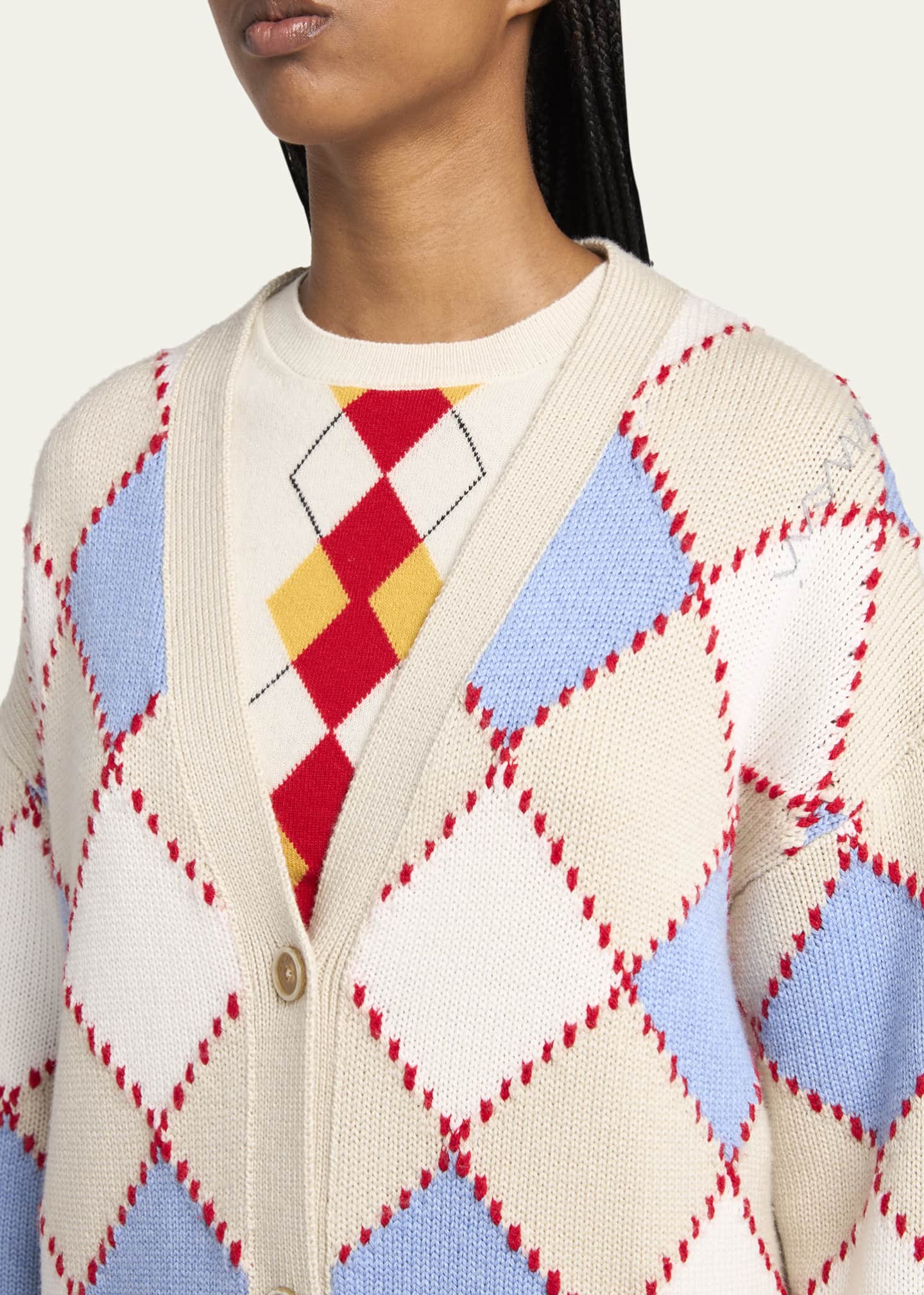Marni Argyle Oversized Wool Cardigan Image 5 of 5
