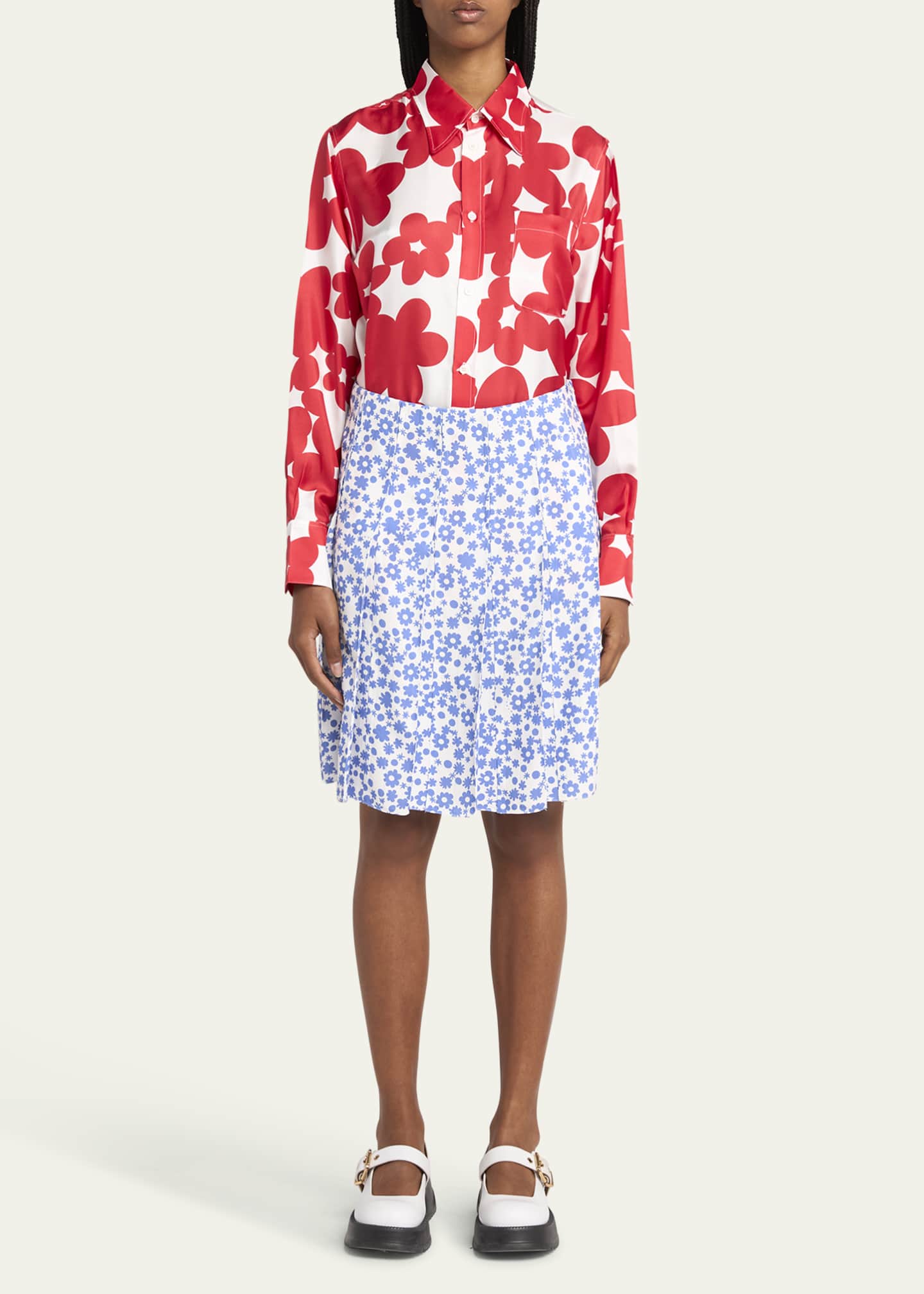 Marni Flower Print Pleated Skirt Image 2 of 5