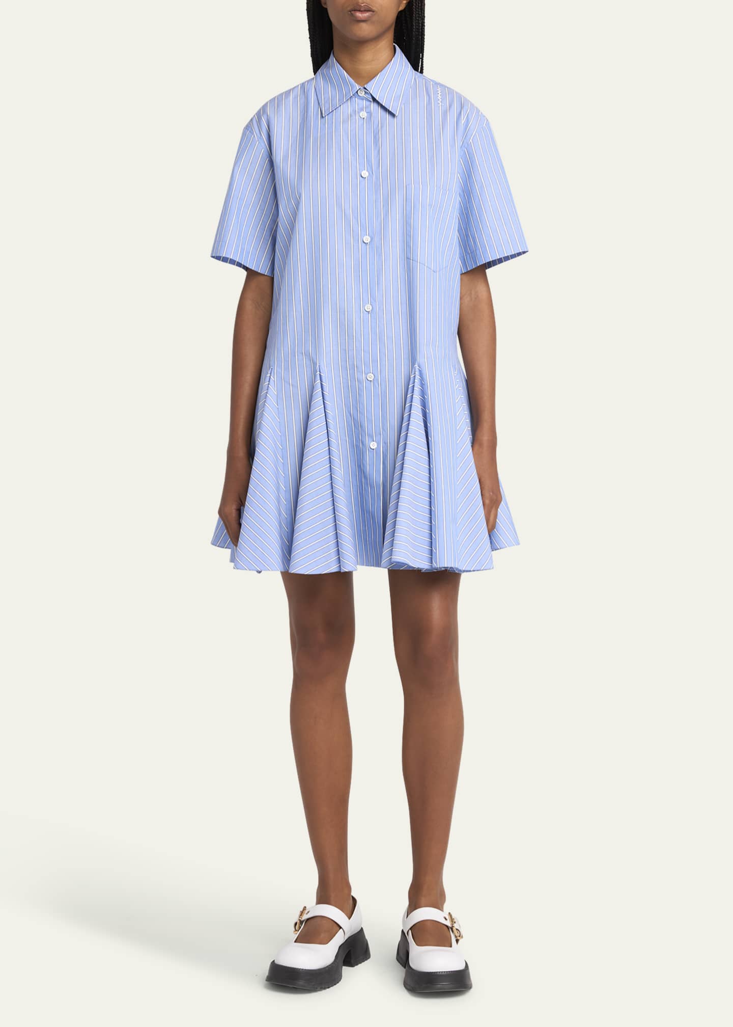 Marni Stripe Godet Mini Shirt Dress Image 2 of 5