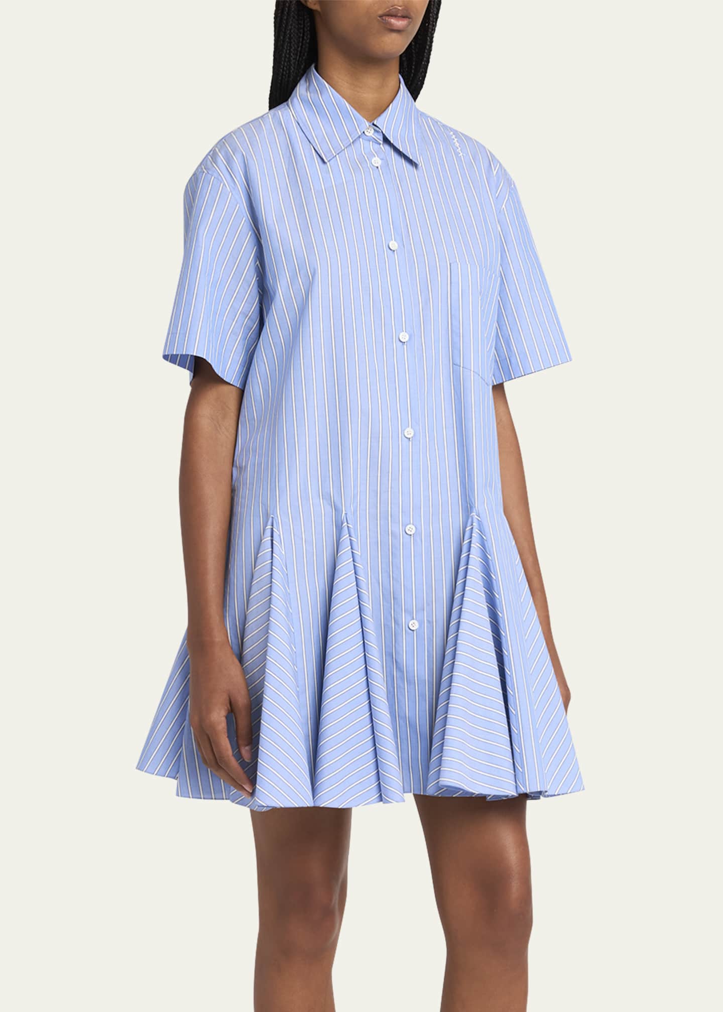 Marni Stripe Godet Mini Shirt Dress Image 4 of 5