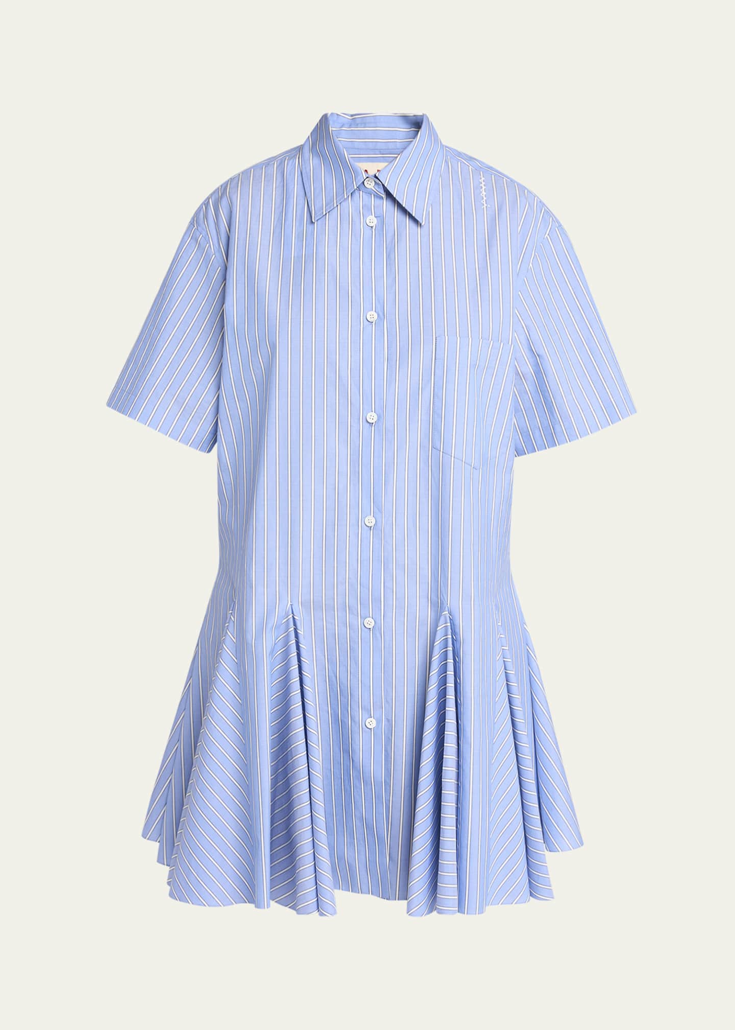 Marni Stripe Godet Mini Shirt Dress Image 1 of 5