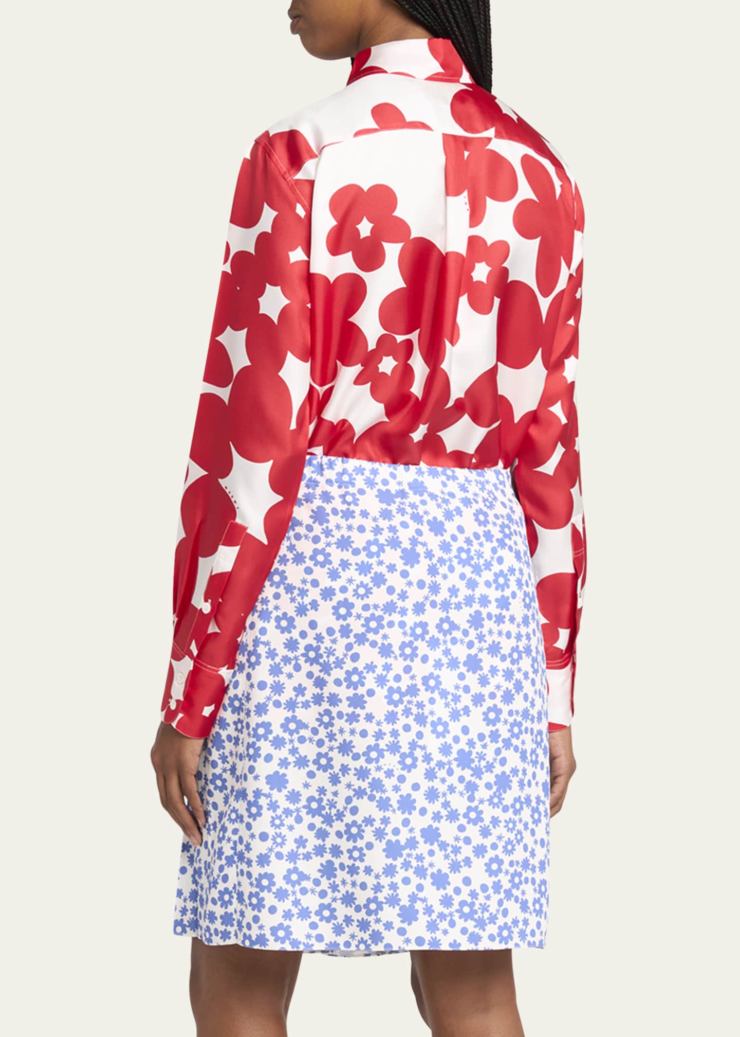 Marni Flower Print Classic Button Down Silk Top Image 3 of 5