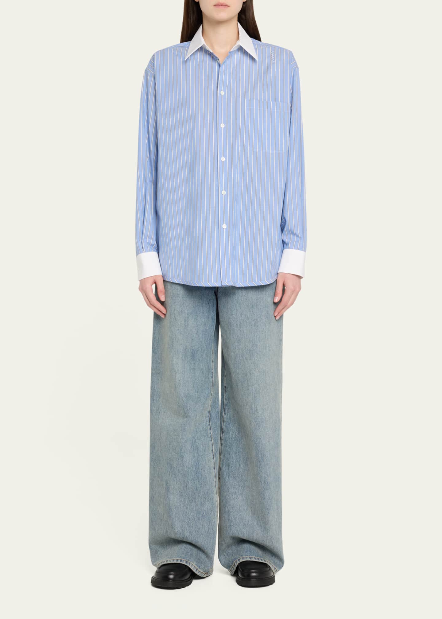 Marni Oversized Stripe Button Down Shirt Image 2 of 5