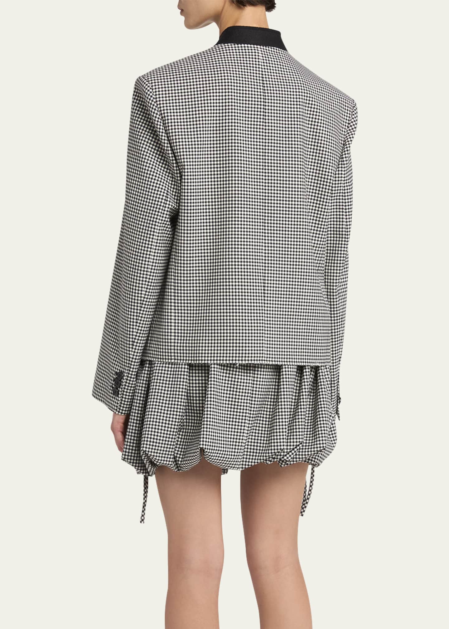 Marni Checked Straight Fit Cropped Wool Jacket Image 3 of 5