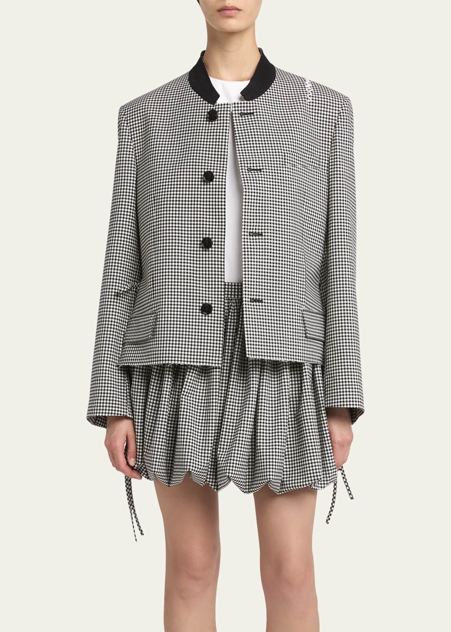 Marni Checked Straight Fit Cropped Wool Jacket Image 4 of 5